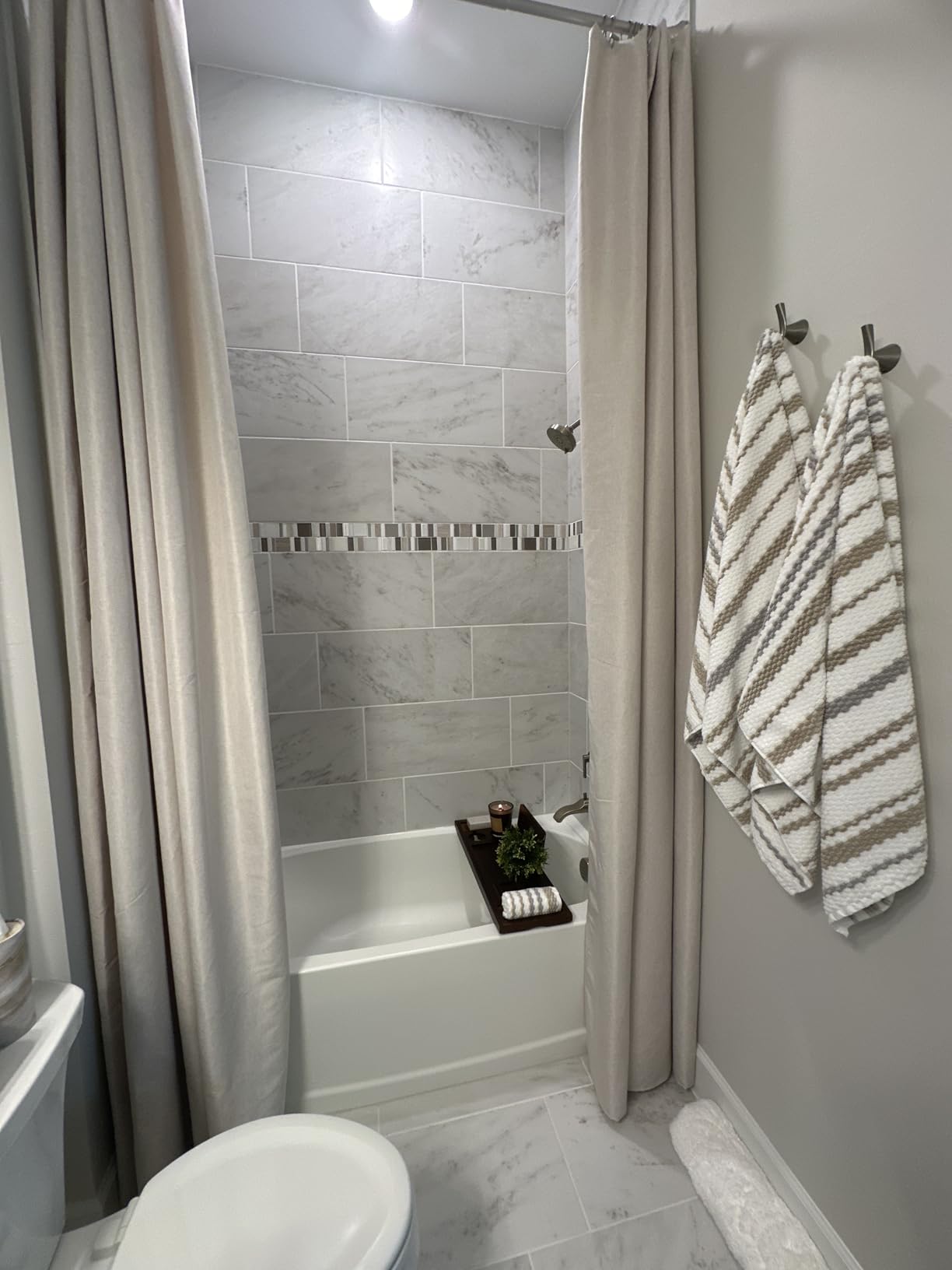 Teak Bathtub Tray - Luxury Bath Tray with Expandable Handles, Wine Glass and Phone Holders, Book Stand - Perfect for Home Spa Relaxation and Reading - Natural Bath Accessories - Light Walnut Color Customer Review Teak Bathtub Tray - Luxury Bath Tray with Expandable Handles, Wine Glass and Phone Holders, Book Stand - Perfect for Home Spa Relaxation and Reading - Natural Bath Accessories - Light Walnut Color - Customer Photo 1