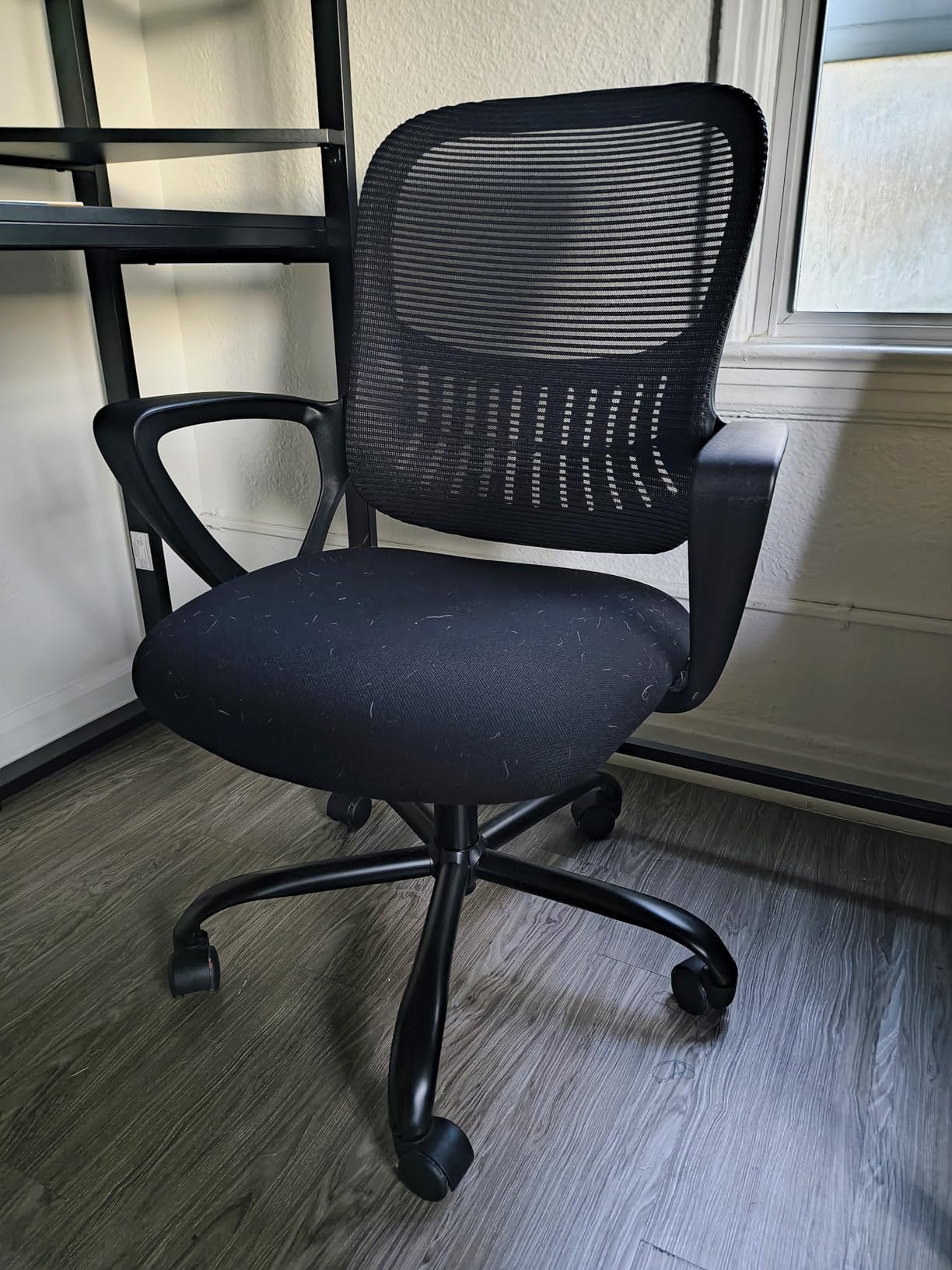 Sweetcrispy Office Computer Desk Managerial Executive Chair, Ergonomic Mid-Back Mesh Rolling Work Swivel Chairs with Wheels, Comfortable Lumbar Support, Comfy Arms for Home,Bedroom,Study,Student,Black Customer Review Sweetcrispy Office Computer Desk Managerial Executive Chair, Ergonomic Mid-Back Mesh Rolling Work Swivel Chairs with Wheels, Comfortable Lumbar Support, Comfy Arms for Home,Bedroom,Study,Student,Black - Customer Photo 5