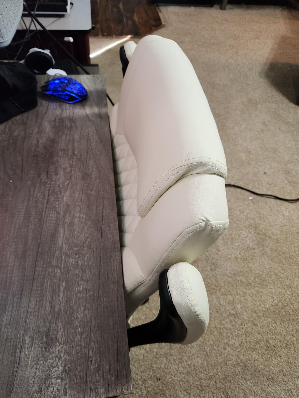 Leather Office Chair, PU Home Computer Desk Chairs with Ergonomic Back Support, 360°Swivel Free,Small Gaming Chair with Wheels and Adjustable Armrests, for Short People Use, Black Customer Review Leather Office Chair, PU Home Computer Desk Chairs with Ergonomic Back Support, 360°Swivel Free,Small Gaming Chair with Wheels and Adjustable Armrests, for Short People Use, Black - Customer Photo 2