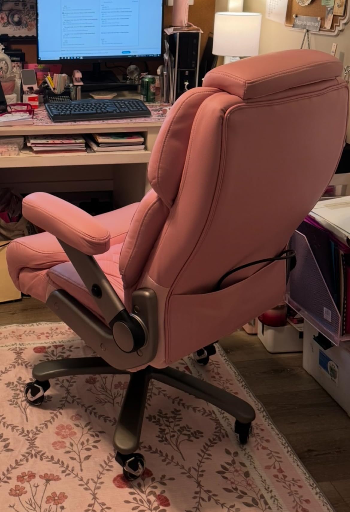 Big and Tall Office Chair 700lbs - Adjustable Headrest&Lumbar Support, 3D Flip Arms, Large Wheels &Heavy Duty Metal Base, Ergonomic High Back Computer Chair Desk Chair, Thick Padded Extra Wide Seat Customer Review Big and Tall Office Chair 700lbs - Adjustable Headrest&Lumbar Support, 3D Flip Arms, Large Wheels &Heavy Duty Metal Base, Ergonomic High Back Computer Chair Desk Chair, Thick Padded Extra Wide Seat - Customer Photo 1