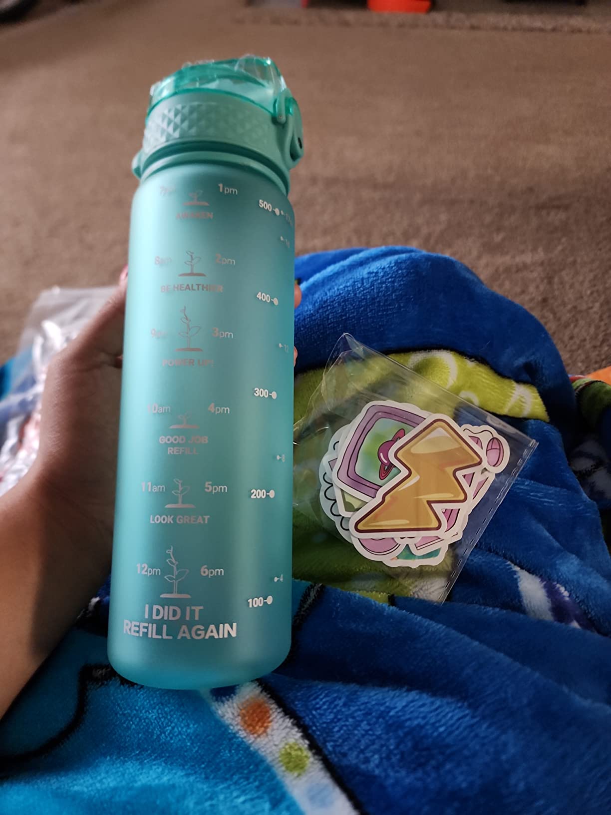 OLDLEY 17oz Kids Water Bottle for School - Motivational With Silicone Straw, Leak-Proof Tritan BPA-Free, Reusable for Girls Boys, Clear Customer Review OLDLEY 17oz Kids Water Bottle for School - Motivational With Silicone Straw, Leak-Proof Tritan BPA-Free, Reusable for Girls Boys, Clear - Customer Photo 2