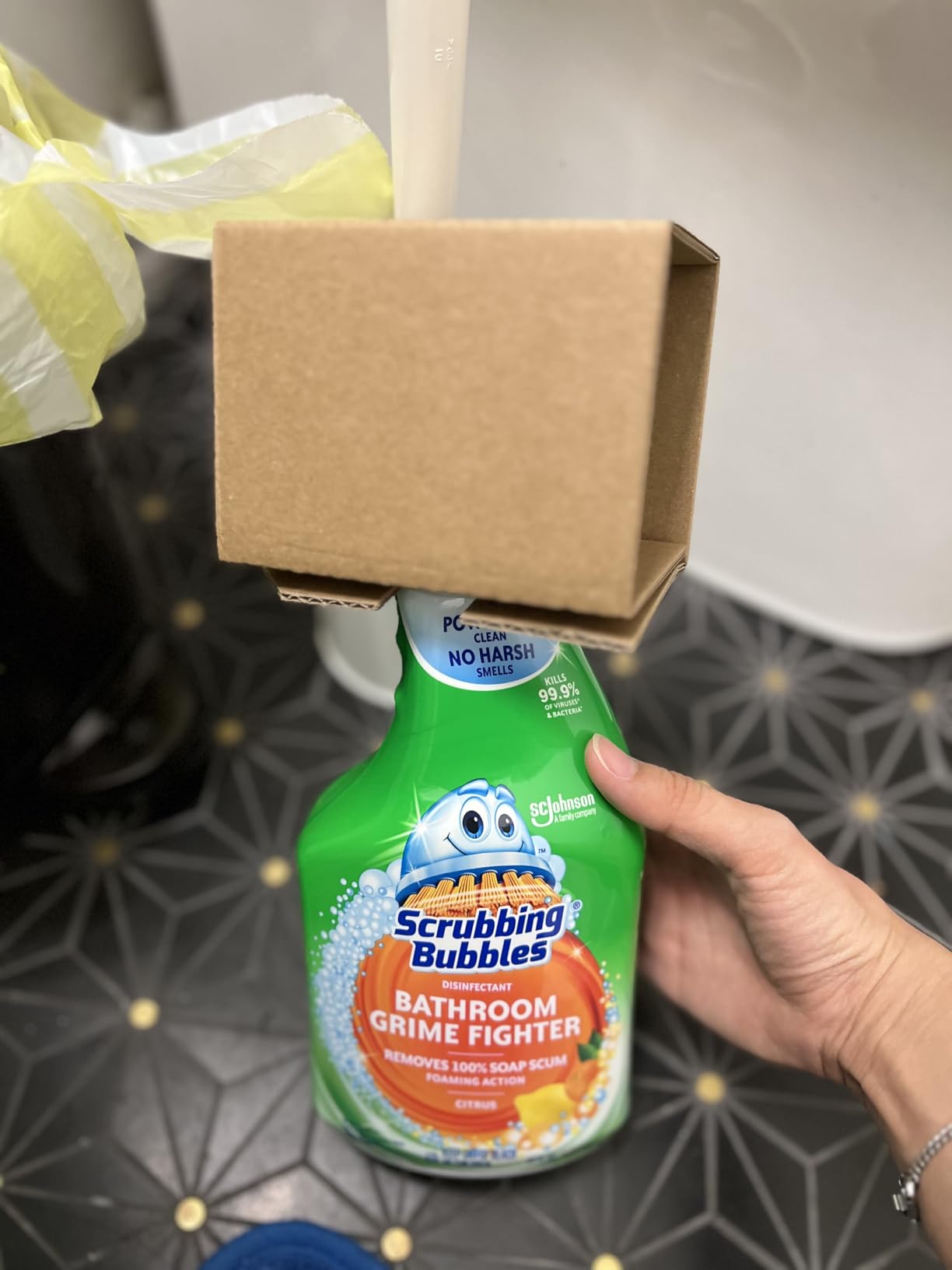 Scrubbing Bubbles Bathroom and Shower Cleaner Disinfectant Spray, Bathroom Grime Fighter, Citrus Scent, 32oz Customer Review Scrubbing Bubbles Bathroom and Shower Cleaner Disinfectant Spray, Bathroom Grime Fighter, Citrus Scent, 32oz - Customer Photo 1