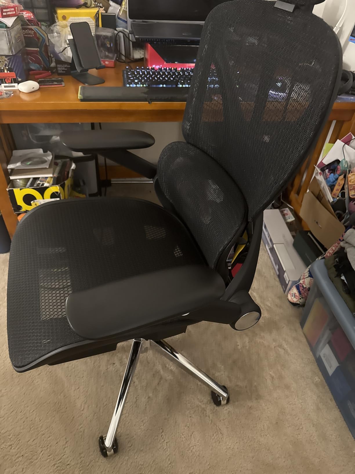 CAPOT Ergonomic Mesh Office Chair, Adjustable Lumbar High Back Desk Chair 400lbs, 4D Flip-up Arms, 3-Level Tilt Backrest, 3D Headrest, PU Wheels, Swivel Rolling Computer Seating for Long Desk Work Customer Review CAPOT Ergonomic Mesh Office Chair, Adjustable Lumbar High Back Desk Chair 400lbs, 4D Flip-up Arms, 3-Level Tilt Backrest, 3D Headrest, PU Wheels, Swivel Rolling Computer Seating for Long Desk Work - Customer Photo 1