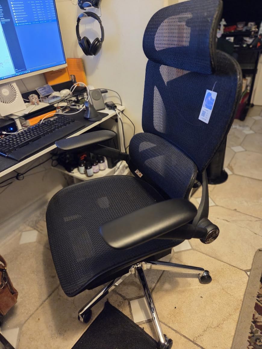 CAPOT Ergonomic Mesh Office Chair, Adjustable Lumbar High Back Desk Chair 400lbs, 4D Flip-up Arms, 3-Level Tilt Backrest, 3D Headrest, PU Wheels, Swivel Rolling Computer Seating for Long Desk Work Customer Review CAPOT Ergonomic Mesh Office Chair, Adjustable Lumbar High Back Desk Chair 400lbs, 4D Flip-up Arms, 3-Level Tilt Backrest, 3D Headrest, PU Wheels, Swivel Rolling Computer Seating for Long Desk Work - Customer Photo 3