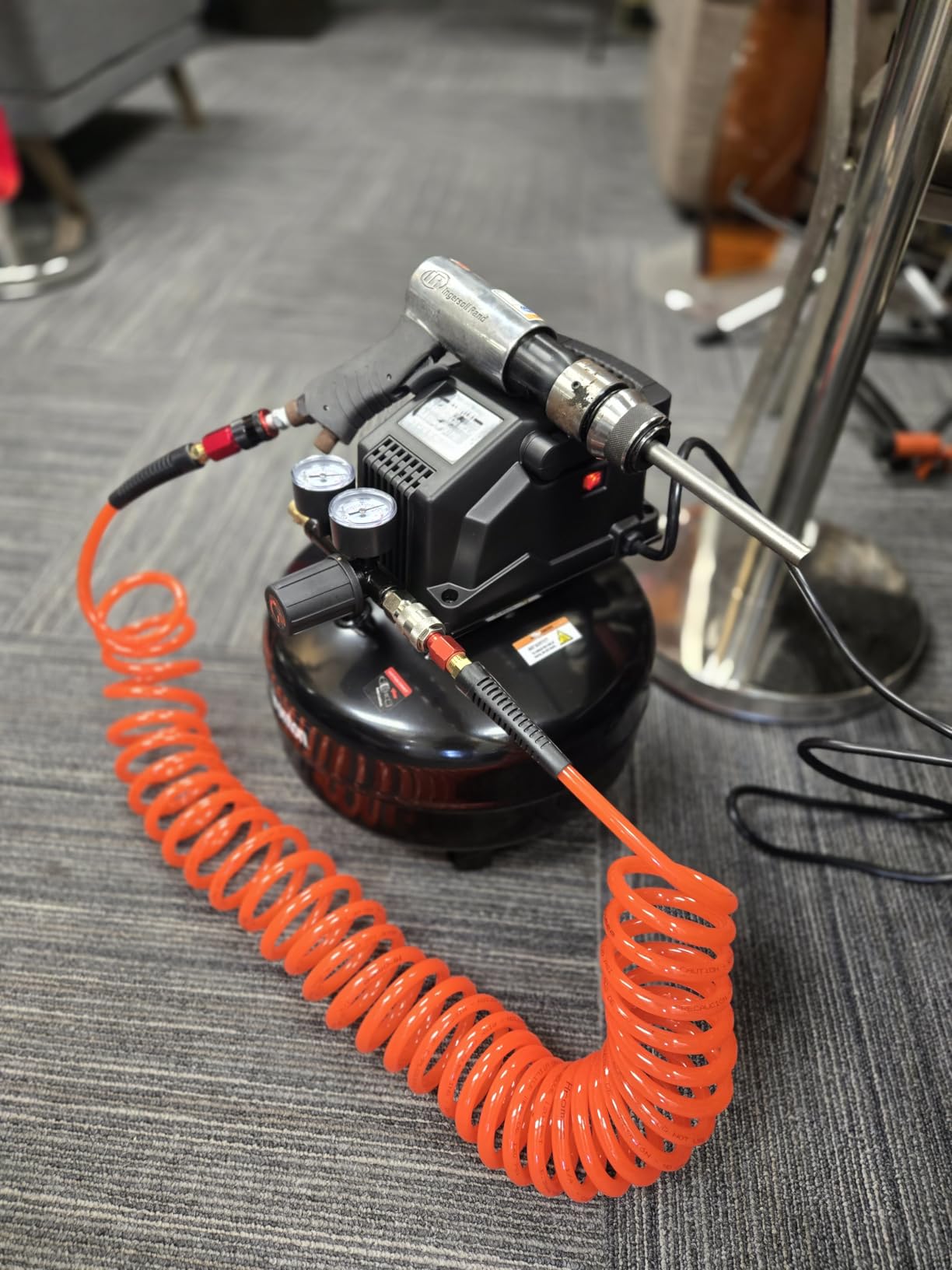 Ironton Oil-Free Pancake Air Compressor, 0.3 HP, 3 Gallons, 110 PSI Customer Review Ironton Oil-Free Pancake Air Compressor, 0.3 HP, 3 Gallons, 110 PSI - Customer Photo 1