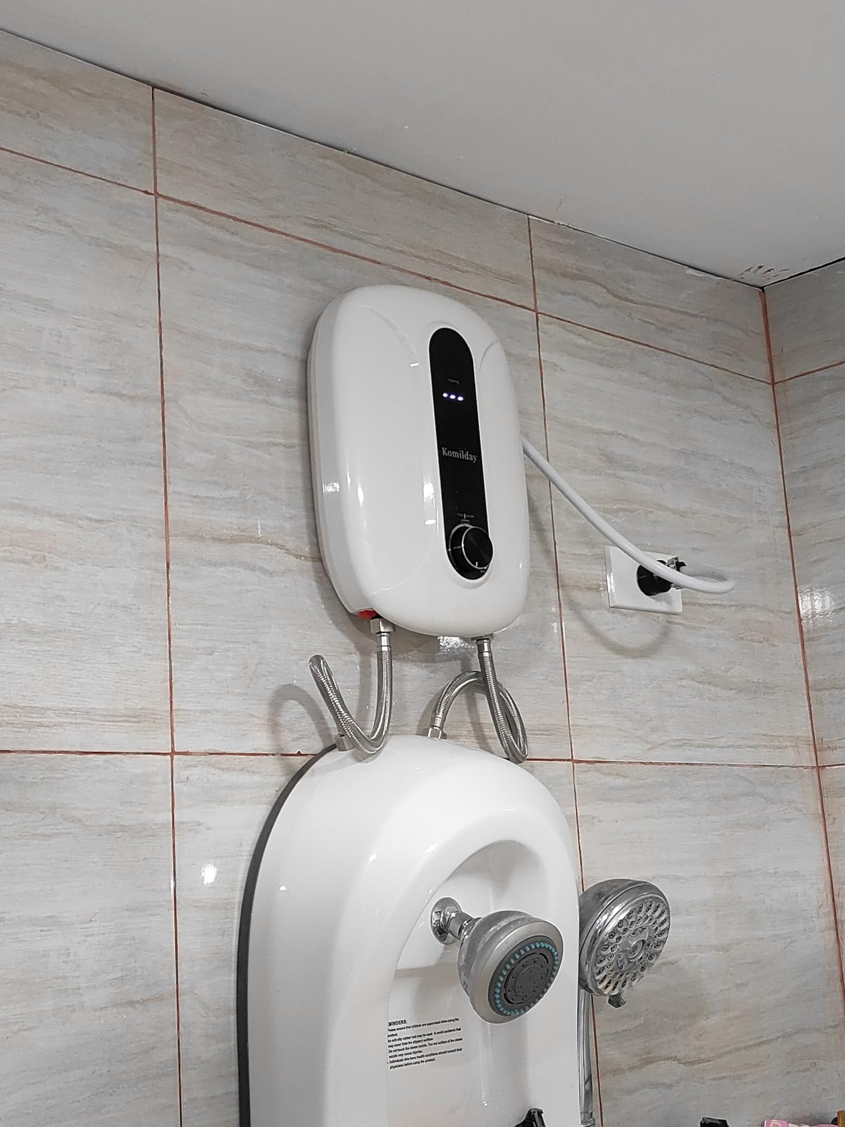 Tankless Water Heater Electric, 240v 0-6500W Tankless Hot Water Heater with Led Temperature Display for Bathroom or Kitchen,Instant Heater Electric with Overheating Protection,Heater-White Customer Review Tankless Water Heater Electric, 240v 0-6500W Tankless Hot Water Heater with Led Temperature Display for Bathroom or Kitchen,Instant Heater Electric with Overheating Protection,Heater-White - Customer Photo 1