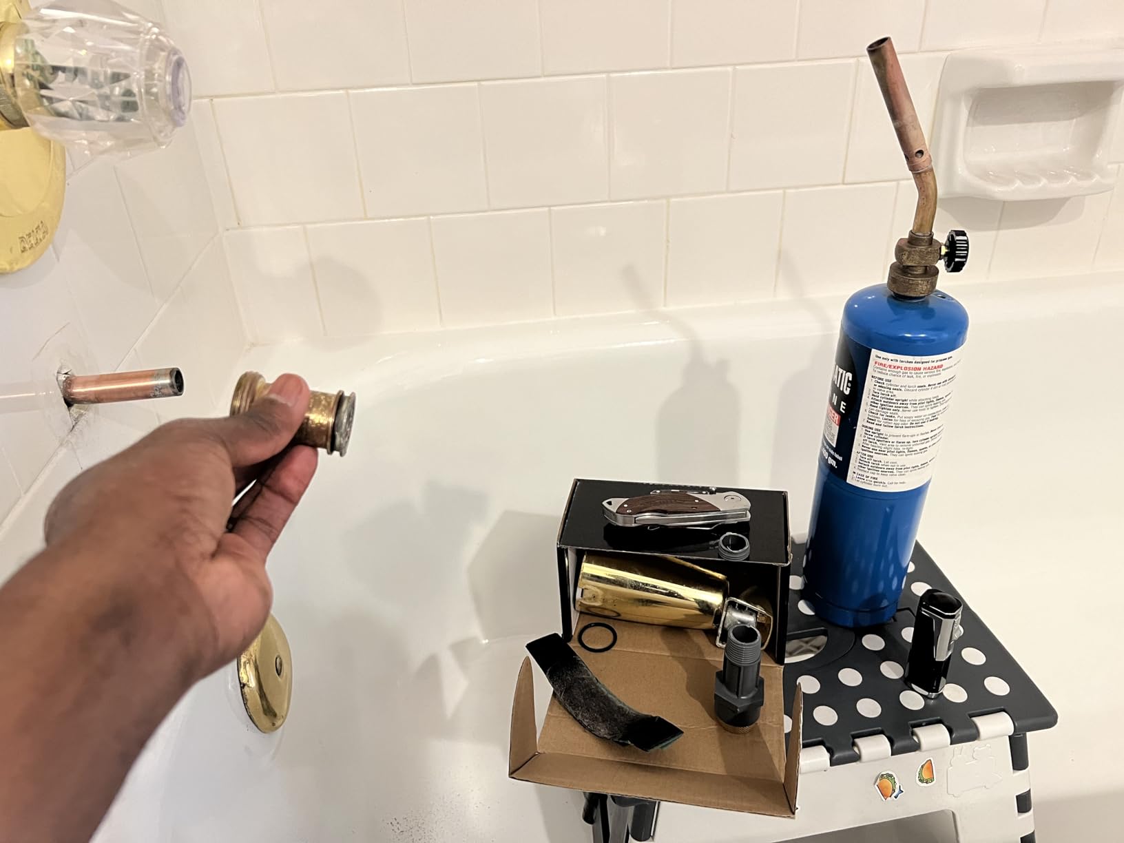 All Metal Tub Faucet with Sprayer, 10 Settings Hand held Shower, Bathtub Faucet with Sprayer Chrome Customer Review All Metal Tub Faucet with Sprayer, 10 Settings Hand held Shower, Bathtub Faucet with Sprayer Chrome - Customer Photo 1