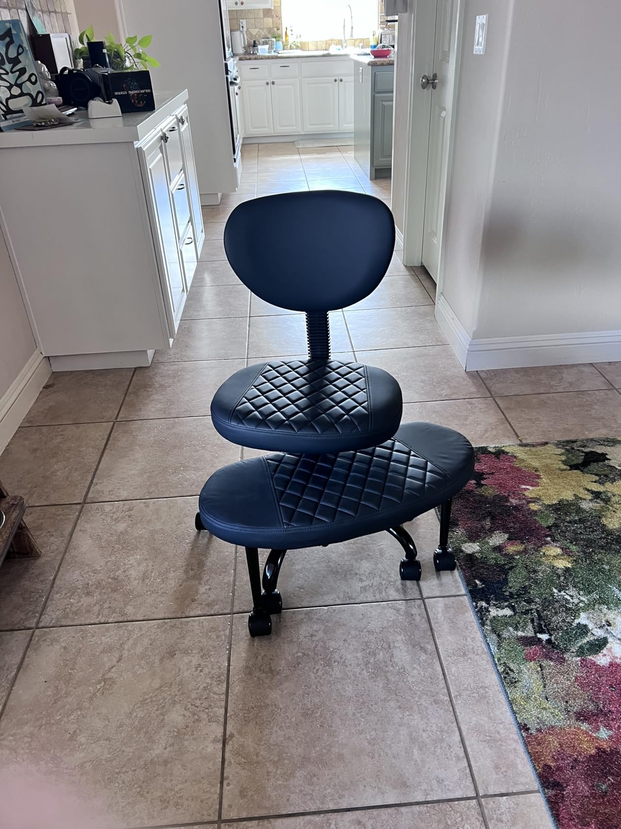 Ergonomic Cross Legged Office Chair with Wheels - Adjustable Height for Meditation, ADHD Desk & Yoga - Wide Criss Cross Design with Lumbar Support, Kneeling Chair - Black Customer Review Ergonomic Cross Legged Office Chair with Wheels - Adjustable Height for Meditation, ADHD Desk & Yoga - Wide Criss Cross Design with Lumbar Support, Kneeling Chair - Black - Customer Photo 2