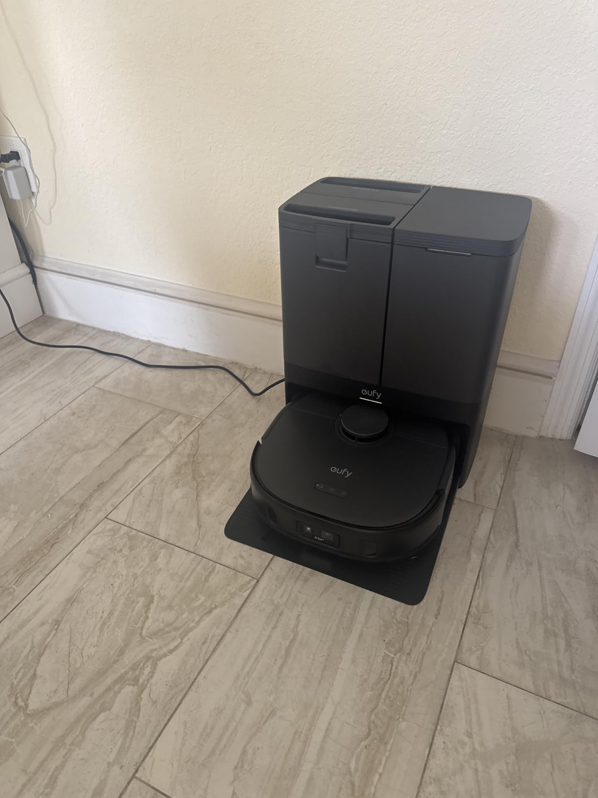 eufy X10 Pro Omni Robot Vacuum and Mop Combo, Incredible Suction, Dual Mops with 12 mm Auto-Lift and Carpet Detection, AI Obstacle Avoidance, Auto Mop Washing&Drying, Self-Emptying, White Customer Review eufy X10 Pro Omni Robot Vacuum and Mop Combo, Incredible Suction, Dual Mops with 12 mm Auto-Lift and Carpet Detection, AI Obstacle Avoidance, Auto Mop Washing&Drying, Self-Emptying, White - Customer Photo 4