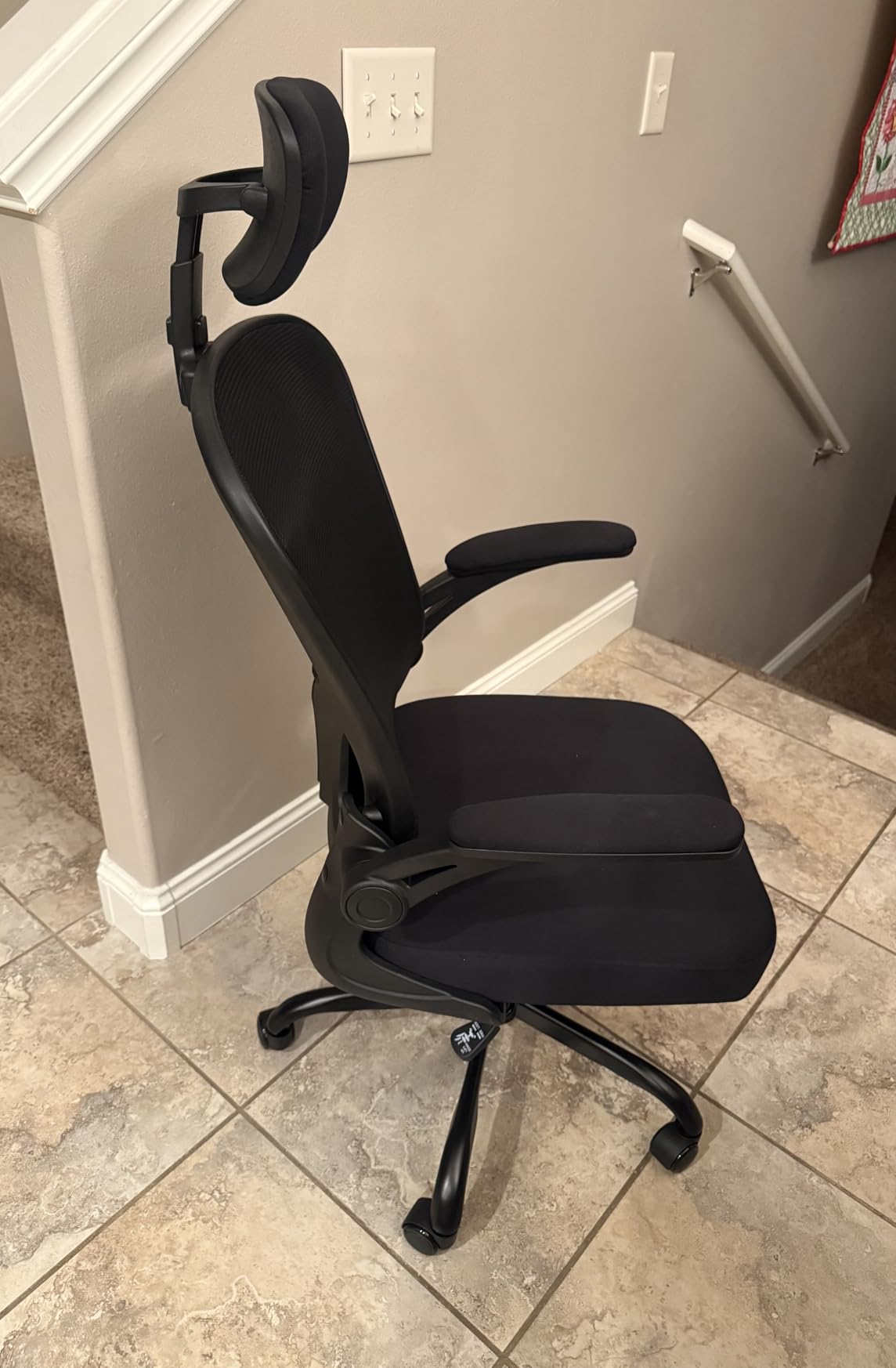 Office Chair Ergonomic Desk Chair, 330LBS Capacity, High Back Computer Chair for Long Hours Comfortable, Rolling Swivel Executive Task Chair for Home Office with Flip-up Armrests, Black Customer Review Office Chair Ergonomic Desk Chair, 330LBS Capacity, High Back Computer Chair for Long Hours Comfortable, Rolling Swivel Executive Task Chair for Home Office with Flip-up Armrests, Black - Customer Photo 1
