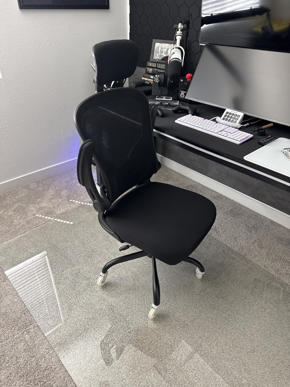Office Chair Ergonomic Desk Chair, 330LBS Capacity, High Back Computer Chair for Long Hours Comfortable, Rolling Swivel Executive Task Chair for Home Office with Flip-up Armrests, Black Customer Review Office Chair Ergonomic Desk Chair, 330LBS Capacity, High Back Computer Chair for Long Hours Comfortable, Rolling Swivel Executive Task Chair for Home Office with Flip-up Armrests, Black - Customer Photo 3