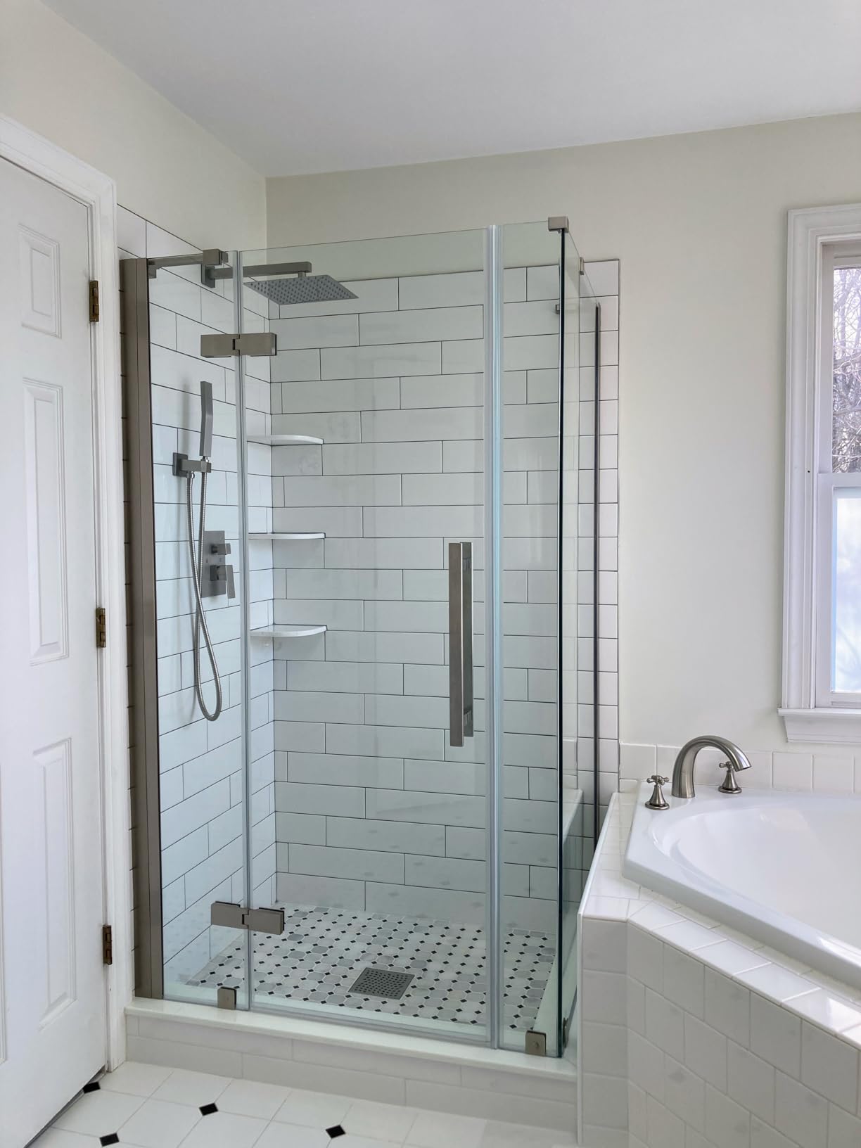Aolemi Shower Faucet Set Rain Shower System with Handheld Spray Bathroom Shower Combo Rough-in Valve and Shower Trim Kit Included Matte Black 8 Inch Wall Mount Shower Head Customer Review Aolemi Shower Faucet Set Rain Shower System with Handheld Spray Bathroom Shower Combo Rough-in Valve and Shower Trim Kit Included Matte Black 8 Inch Wall Mount Shower Head - Customer Photo 1