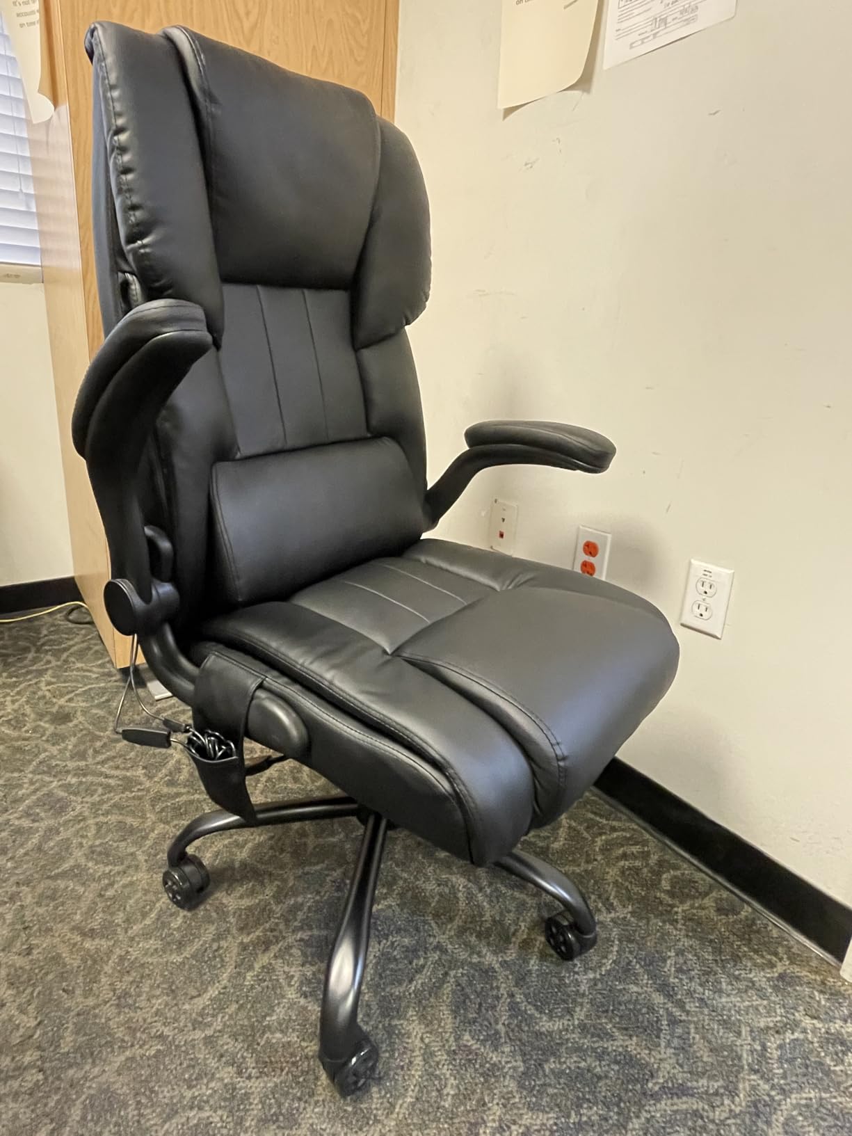 HOFFREE Executive Office Chair with Massage and Heat Big and Tall Computer Chairs with Flip-up Armrests High Back PU Leather Chair with Lumbar Support Swivel PC Chair with Rocking Function Black Customer Review HOFFREE Executive Office Chair with Massage and Heat Big and Tall Computer Chairs with Flip-up Armrests High Back PU Leather Chair with Lumbar Support Swivel PC Chair with Rocking Function Black - Customer Photo 1
