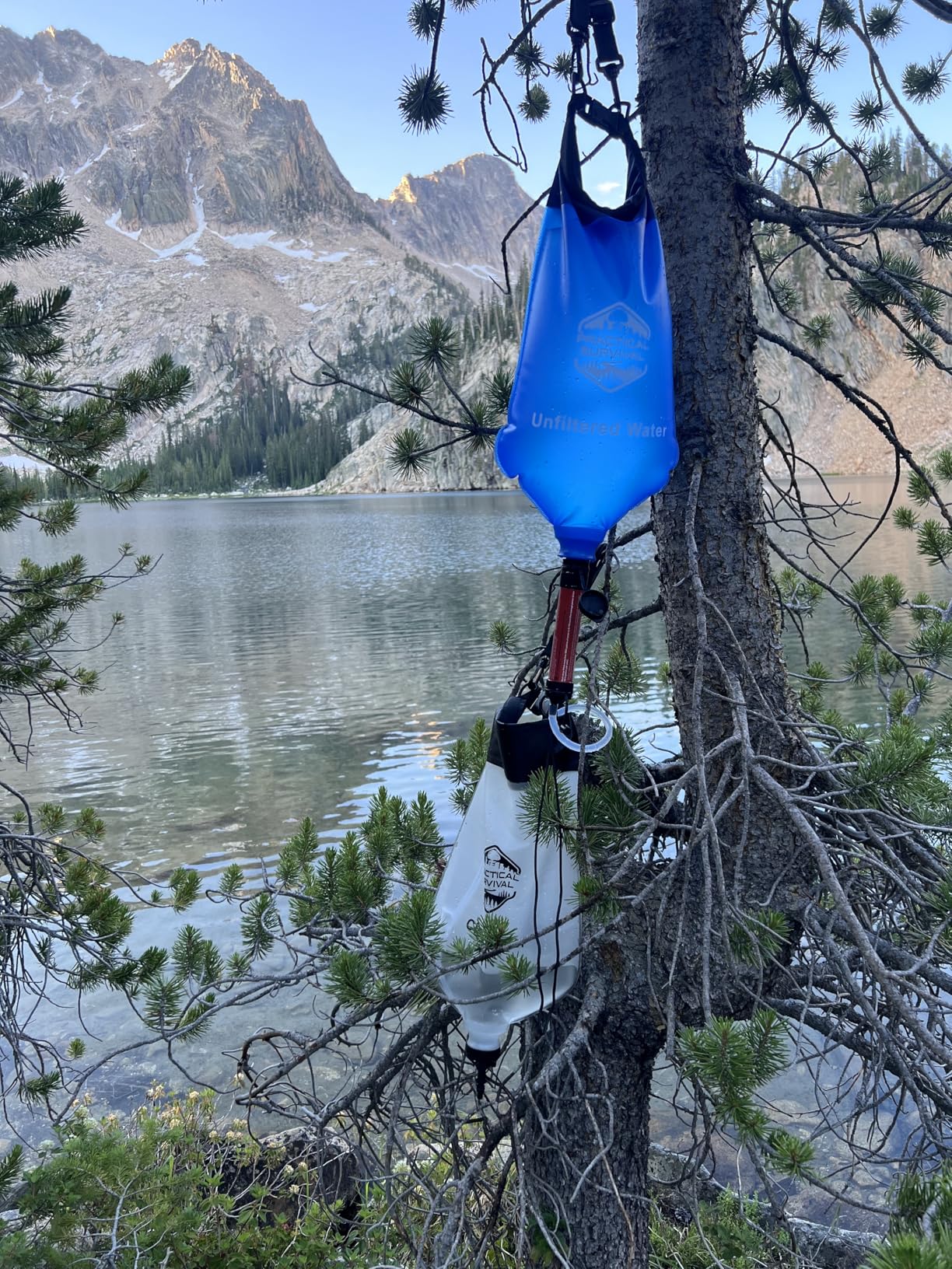 Gravity Water Filtration System – 2 High Capacity Lightweight Hanging Bags for Backpacking, Camping, Survival, Hiking, Hunting - Dirty, Clean Water Bags, Water Filter and Cleaning Plunger Included Customer Review Gravity Water Filtration System – 2 High Capacity Lightweight Hanging Bags for Backpacking, Camping, Survival, Hiking, Hunting - Dirty, Clean Water Bags, Water Filter and Cleaning Plunger Included - Customer Photo 1