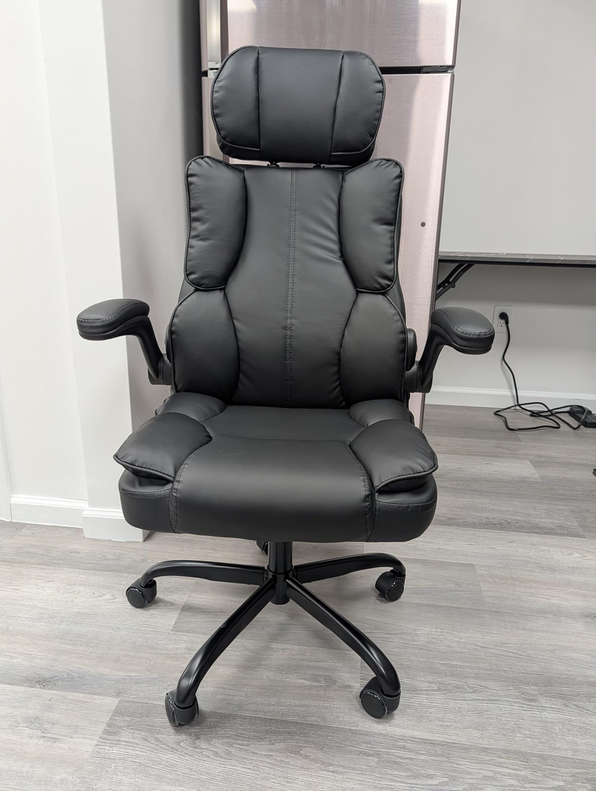 Executive Leather Office Chair, Computer Chair with Thick Cushion & Lumbar Support, Ergonomic Desk Chair with Adjustable Headrest & Armrests,Brown Customer Review Executive Leather Office Chair, Computer Chair with Thick Cushion & Lumbar Support, Ergonomic Desk Chair with Adjustable Headrest & Armrests,Brown - Customer Photo 1
