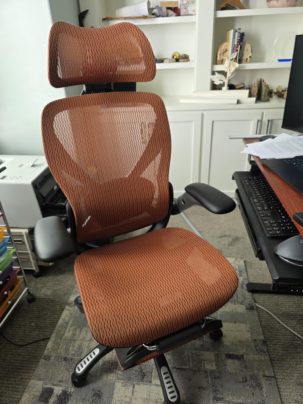 ELABEST X100 Ergonomic Office Chair with Footrest, Big and Tall Home Desk Chair with 5D Flip-Up Arms, Adjustable 3D Lumbar Support,High Back Rolling Computer Chair, Swivel Mesh Chairs (Midnight Mist) Customer Review ELABEST X100 Ergonomic Office Chair with Footrest, Big and Tall Home Desk Chair with 5D Flip-Up Arms, Adjustable 3D Lumbar Support,High Back Rolling Computer Chair, Swivel Mesh Chairs (Midnight Mist) - Customer Photo 1