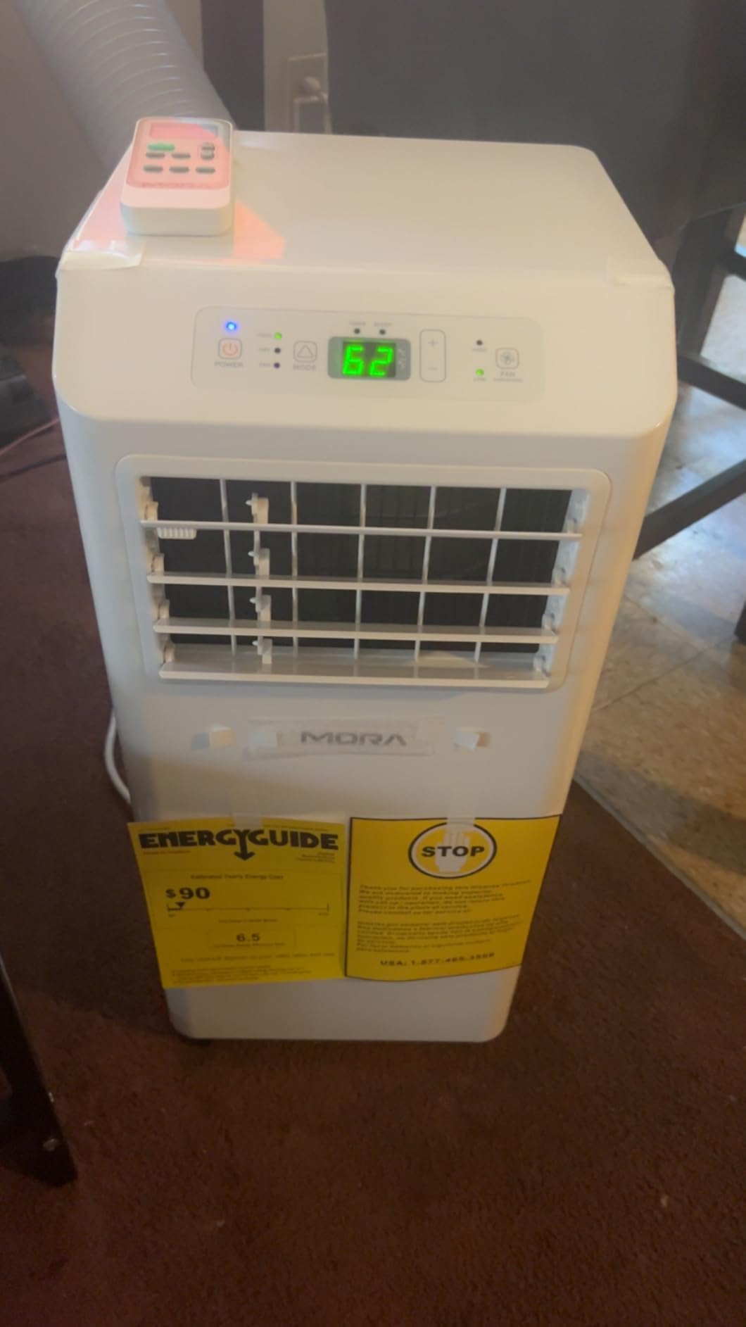Mora by Hisense 6,000 BTU (DOE), 8,800 BTU (ASHRAE), Portable Air Conditioner, 3 Operating Modes (Cool, Dry, Fan), Cools up to 250 SF, Remote Control and Window Vent Installation Kit Included Customer Review Mora by Hisense 6,000 BTU (DOE), 8,800 BTU (ASHRAE), Portable Air Conditioner, 3 Operating Modes (Cool, Dry, Fan), Cools up to 250 SF, Remote Control and Window Vent Installation Kit Included - Customer Photo 1