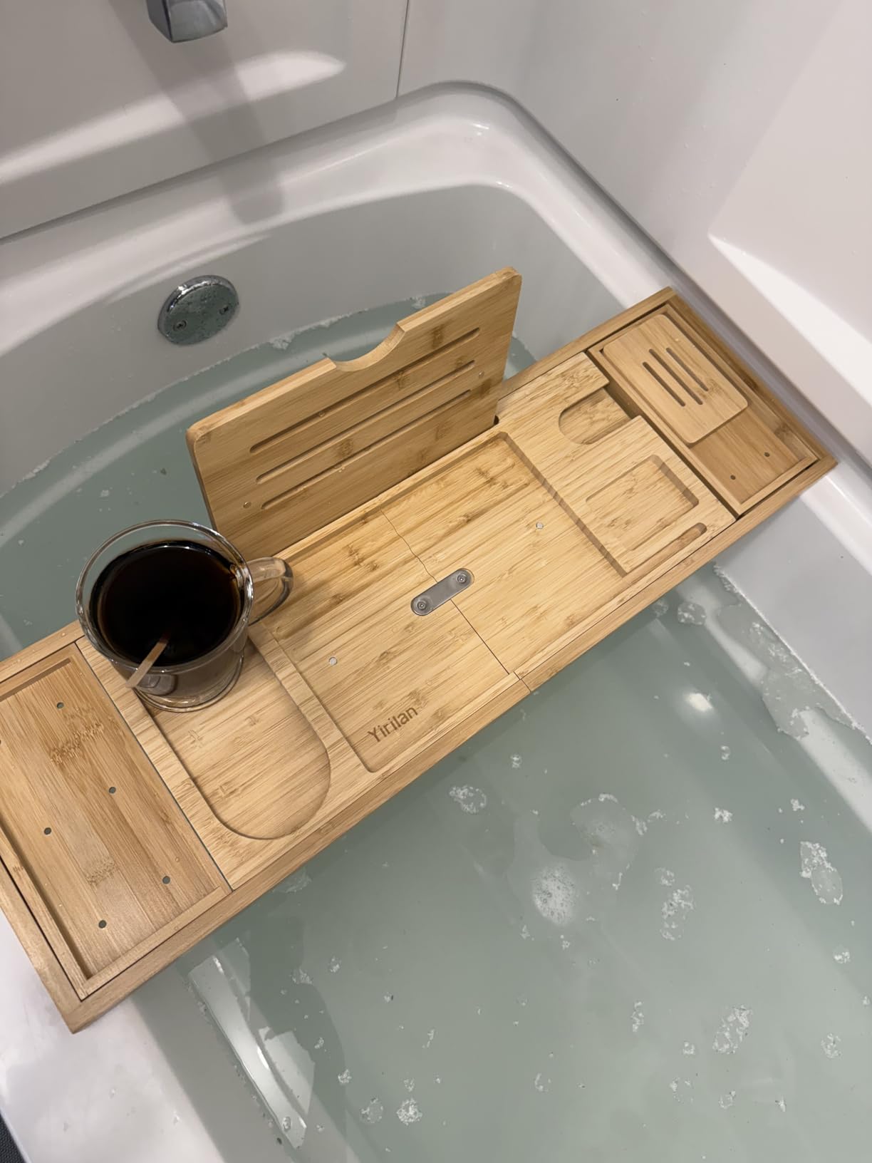 Yirilan Teak Bathtub Tray for Tub, Bath Table Tray for Tub Wood, Bathtub Caddy, Luxury Gift for House Warming, Wedding, Bridal Shower, Anniversary Customer Review Yirilan Teak Bathtub Tray for Tub, Bath Table Tray for Tub Wood, Bathtub Caddy, Luxury Gift for House Warming, Wedding, Bridal Shower, Anniversary - Customer Photo 1