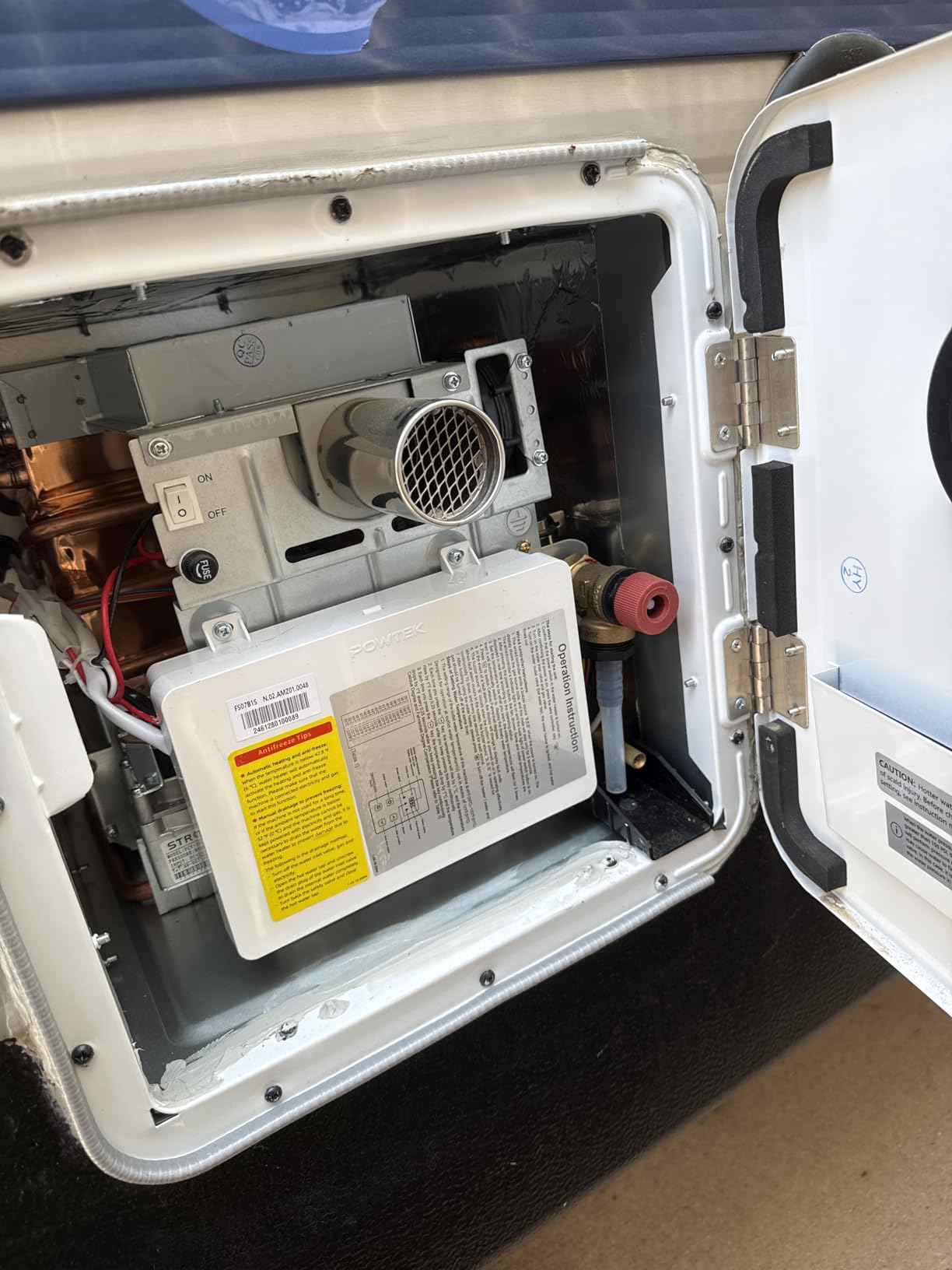 FOGATTI RV Tankless Water Heater, 15x15 Inches Black Door and Remote Controller, DC 12V, Propane, Best Unit for RVers' Everyday Use, InstaShower 8 Pro, Gen 2 - Customer Photo 1