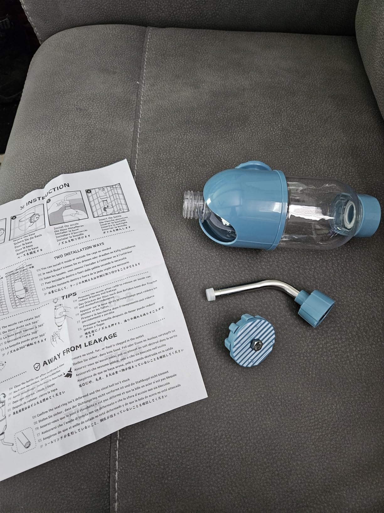 Pet Water Bottle for Cage Crate 17oz Non-Drip Water Dispenser for Small Animal Rabbit Bunny Guinea Pig Chinchilla Ferret Squirrel Hedgehog (Gray, 17oz) Customer Review Pet Water Bottle for Cage Crate 17oz Non-Drip Water Dispenser for Small Animal Rabbit Bunny Guinea Pig Chinchilla Ferret Squirrel Hedgehog (Gray, 17oz) - Customer Photo 2