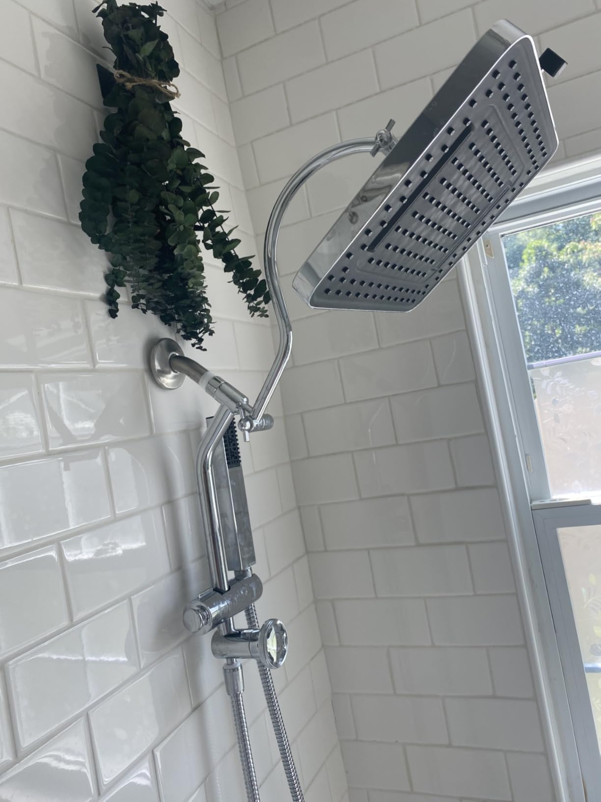 Hibbent Upgraded 13'' Shower Head Combo, High Pressure 5-spray Rainfall Showerhead, Stainless Steel 4 Modes Handheld Spray, All Metal 4-way Diverter Valve, Extension Arm, 71'' Hose and Holder, Chrome Customer Review Hibbent Upgraded 13'' Shower Head Combo, High Pressure 5-spray Rainfall Showerhead, Stainless Steel 4 Modes Handheld Spray, All Metal 4-way Diverter Valve, Extension Arm, 71'' Hose and Holder, Chrome - Customer Photo 1