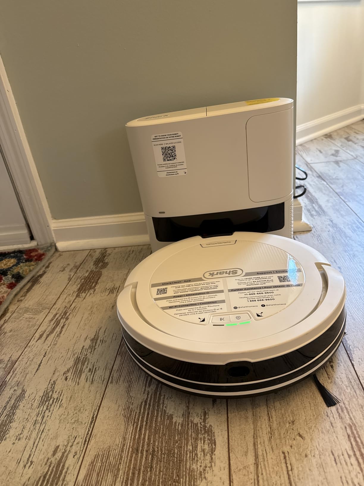 Shark Navigator Robot Vacuum with Bagless 30-Day Capacity Self-Empty Base, Powerful Suction, SmartPath Navigation, Self-Cleaning Brushroll, for Carpets & Hard Floors, White, AV2110S Customer Review Shark Navigator Robot Vacuum with Bagless 30-Day Capacity Self-Empty Base, Powerful Suction, SmartPath Navigation, Self-Cleaning Brushroll, for Carpets & Hard Floors, White, AV2110S - Customer Photo 1