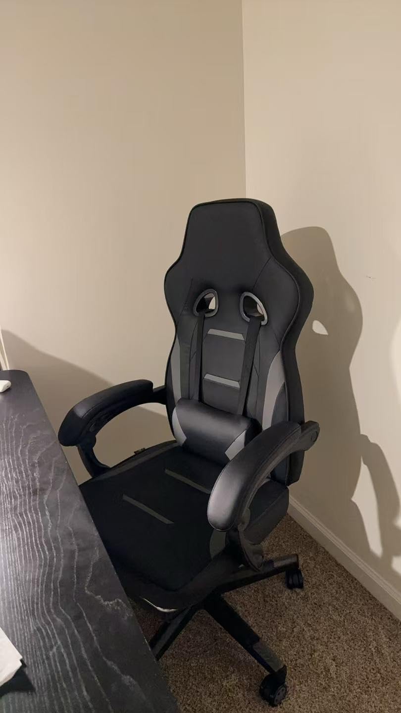 GTPLAYER Gaming Chair with Footrest, Big and Tall Computer Game Chair 350lb Racing Style, Ergonomic High Back Lumbar Support and Recliner, Moon Gray Customer Review GTPLAYER Gaming Chair with Footrest, Big and Tall Computer Game Chair 350lb Racing Style, Ergonomic High Back Lumbar Support and Recliner, Moon Gray - Customer Photo 1