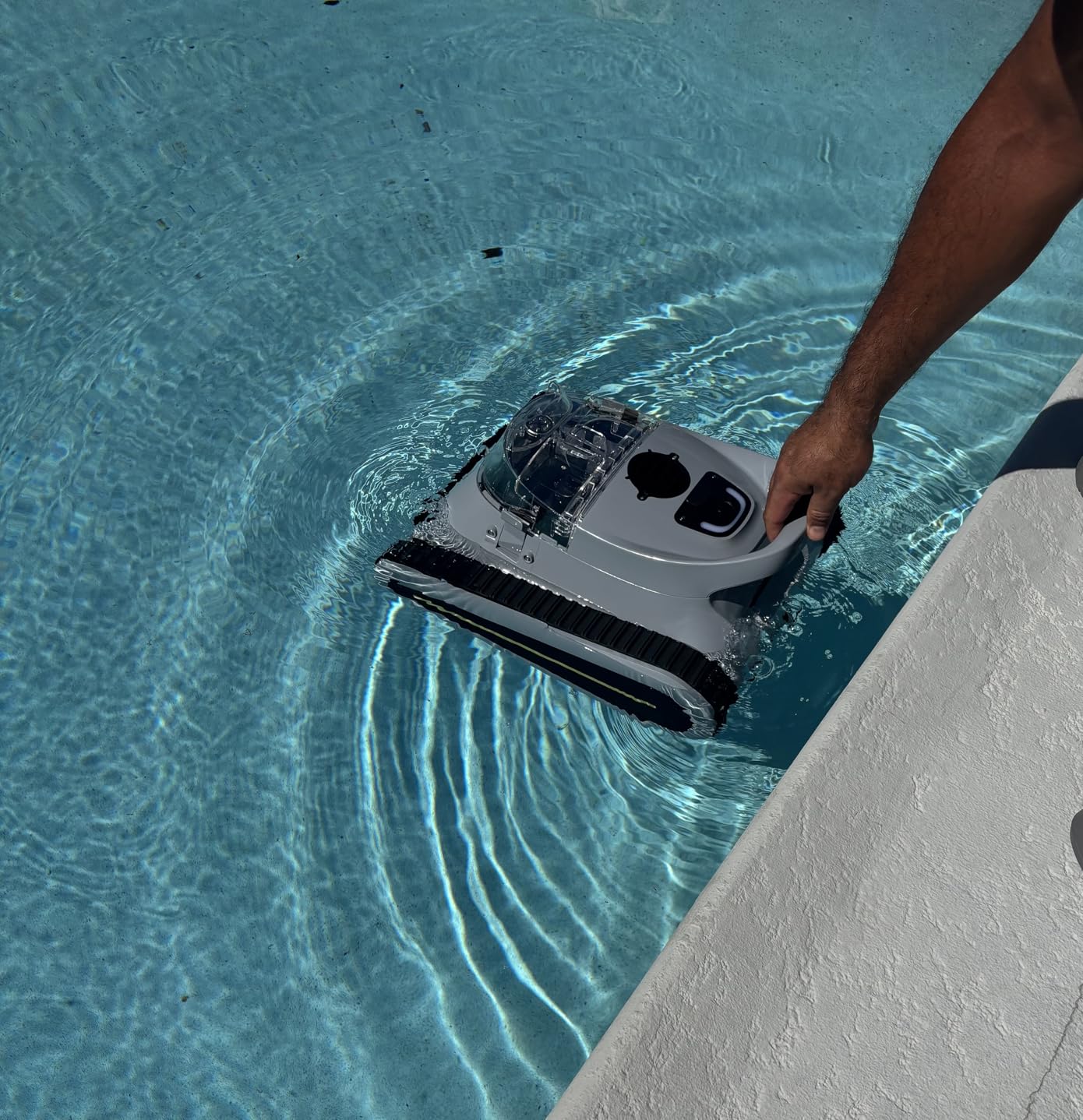 Cordless Robotic Pool Cleaner -Pool Vacuum 180W Brushless Motor, 45,000Pa Suction, Wall Climbing, Sonar Navigation, 3 Modes Automatic Pool Robot for Inground & Above-Ground Pools Up to 2150 Sq. Ft. Customer Review Cordless Robotic Pool Cleaner -Pool Vacuum 180W Brushless Motor, 45,000Pa Suction, Wall Climbing, Sonar Navigation, 3 Modes Automatic Pool Robot for Inground & Above-Ground Pools Up to 2150 Sq. Ft. - Customer Photo 2