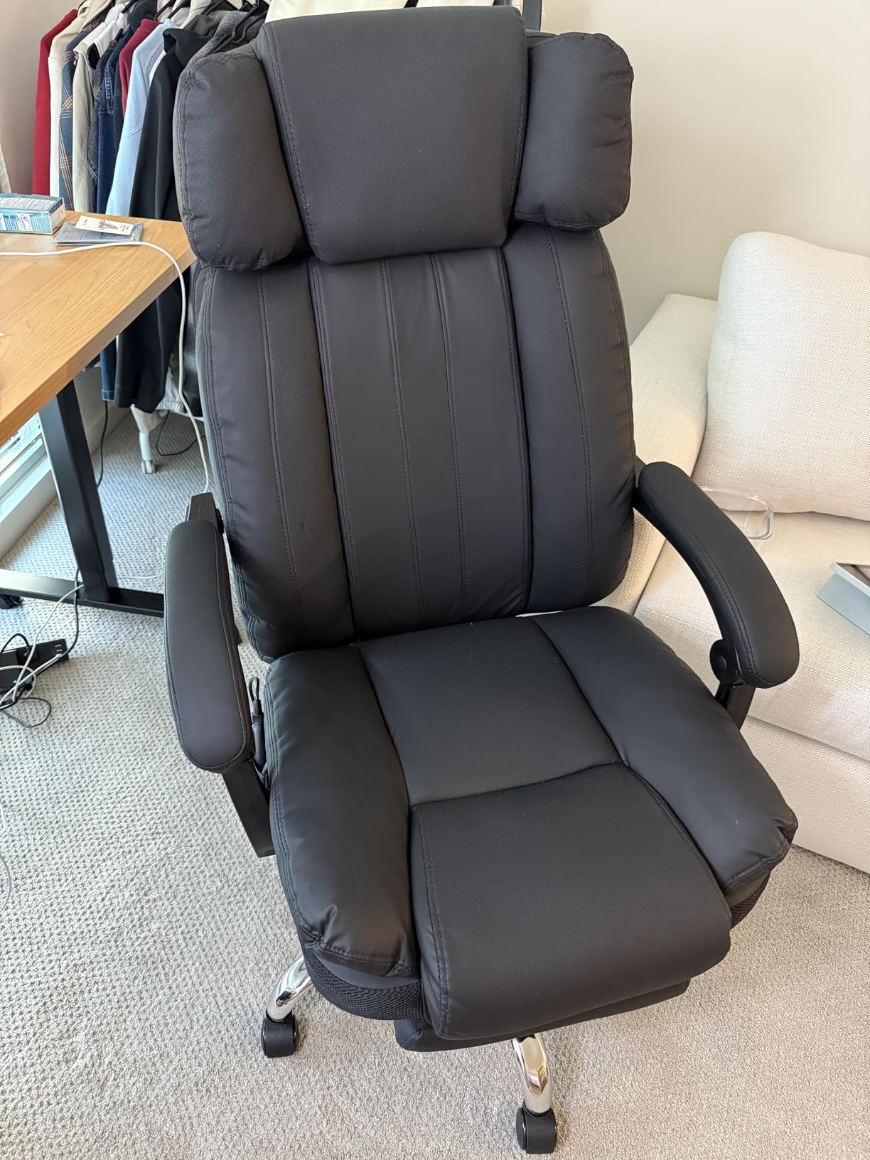 Massage Office Chair with Heat and 8 Vibration Points Big and Tall Executive Office Chair with Adjustable Headrest, Extra Wide Seat, Footrest, Padded Armrests, Reclining High Backrest Customer Review Massage Office Chair with Heat and 8 Vibration Points Big and Tall Executive Office Chair with Adjustable Headrest, Extra Wide Seat, Footrest, Padded Armrests, Reclining High Backrest - Customer Photo 2