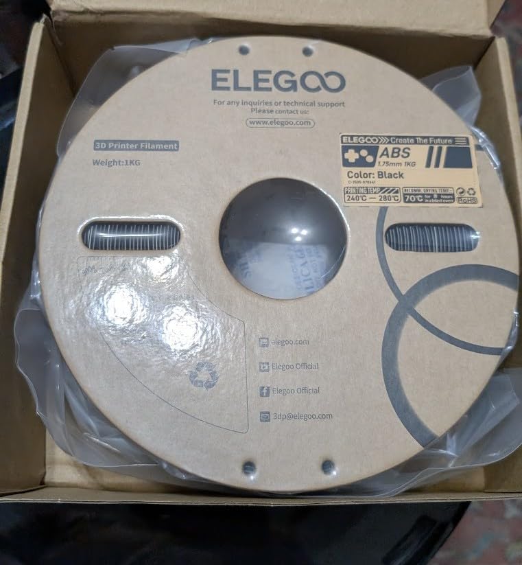 ELEGOO ABS Filament 1.75mm Black 1KG, Heat Resistant 3D Printer Filament High Toughness & Impact Resistance, 1kg spooll(2.2lbs) Fits for Most FDM Printer Customer Review ELEGOO ABS Filament 1.75mm Black 1KG, Heat Resistant 3D Printer Filament High Toughness & Impact Resistance, 1kg spooll(2.2lbs) Fits for Most FDM Printer - Customer Photo 2