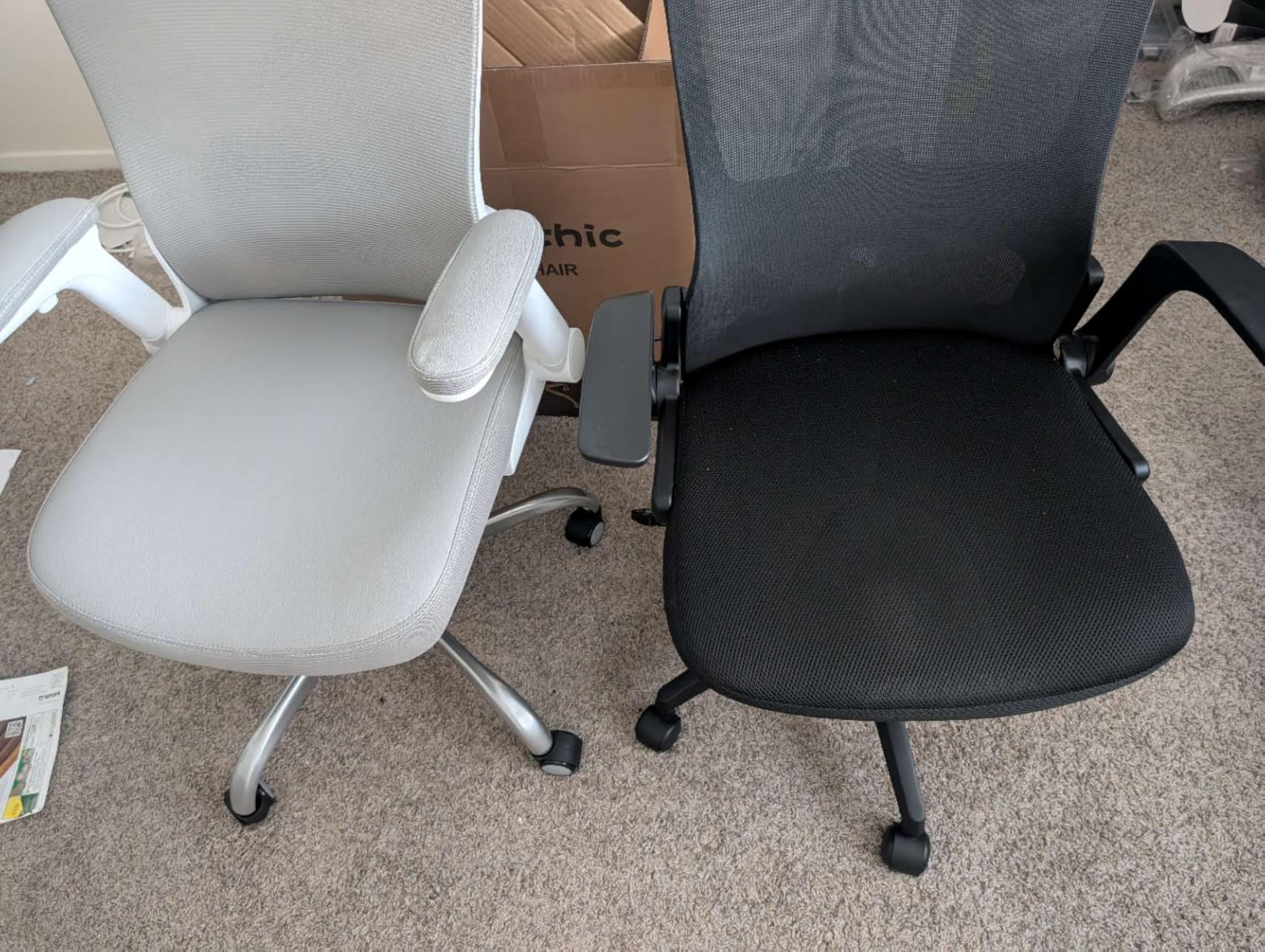 Ergonomic Office Chair-Computer X-Shaped Chair Mesh PU Leather with Adjustable Lumbar Support-Executive Desk Chair High Back with Headrest Flip-Up Arms for Long Hours (Black) - Customer Photo 3