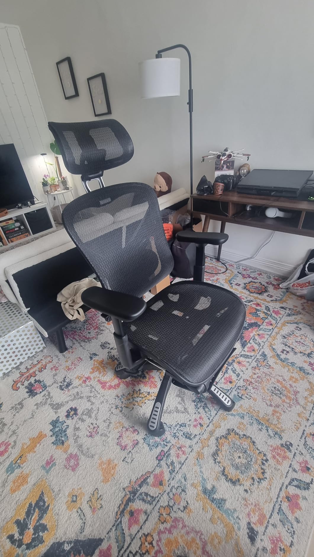 Ergonomic Office Chair, Mesh Desk Chair with Footrest, Adjustable Lumbar Support, 3D Armrest & Large Headrest, 3-Gear Tilt Recline, Stable Swivel Computer Gaming Chairs for Man Woman - Customer Photo 4