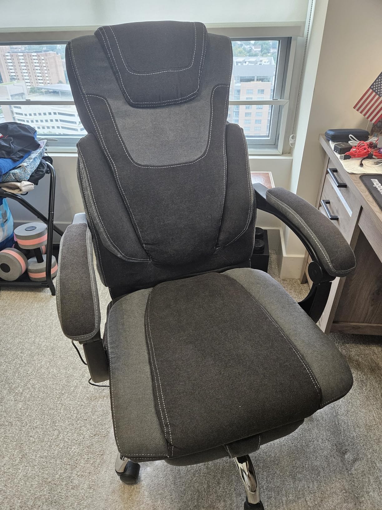Massage Office Chair with Footrest,6-Point Vibration & Heat Executive Office Chairs,Big and Tall Fabric Office Chair 500LBS,Ergonomic Desk Chair for Heavy People,Recliner with Padded Armrest,Blackgrey Customer Review Massage Office Chair with Footrest,6-Point Vibration & Heat Executive Office Chairs,Big and Tall Fabric Office Chair 500LBS,Ergonomic Desk Chair for Heavy People,Recliner with Padded Armrest,Blackgrey - Customer Photo 1