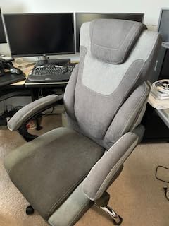 Massage Office Chair with Footrest,6-Point Vibration & Heat Executive Office Chairs,Big and Tall Fabric Office Chair 500LBS,Ergonomic Desk Chair for Heavy People,Recliner with Padded Armrest,Blackgrey Customer Review Massage Office Chair with Footrest,6-Point Vibration & Heat Executive Office Chairs,Big and Tall Fabric Office Chair 500LBS,Ergonomic Desk Chair for Heavy People,Recliner with Padded Armrest,Blackgrey - Customer Photo 2