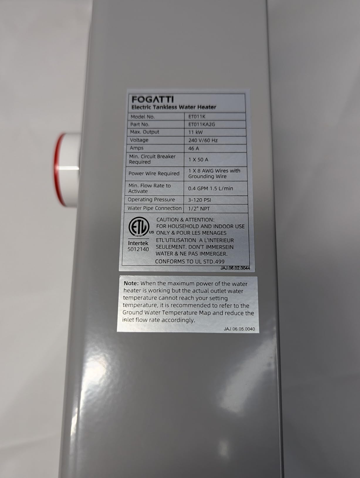 Fogatti 24kW Tankless Water Heater Electric, Up to 6 GPM, 240V on Demand Instant Endless Hot Water Heater, with LED Display, ETL Certified, 3-4 Point Uses for Residential Whole House Shower Customer Review Fogatti 24kW Tankless Water Heater Electric, Up to 6 GPM, 240V on Demand Instant Endless Hot Water Heater, with LED Display, ETL Certified, 3-4 Point Uses for Residential Whole House Shower - Customer Photo 1