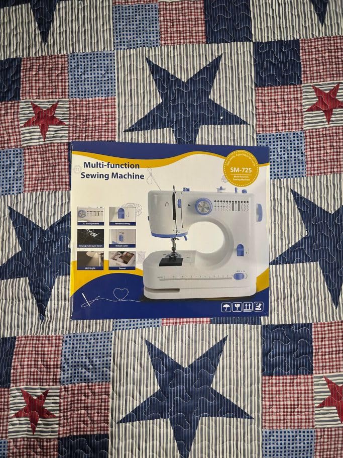 Sewing Machine for Beginners with 42 Pcs Sewing Threads Kit,Portable Sewing Machine with 12 Built-in Stitches,2 Speed(High-Low Speeds) Sewing machine for adults, White Blue Customer Review Sewing Machine for Beginners with 42 Pcs Sewing Threads Kit,Portable Sewing Machine with 12 Built-in Stitches,2 Speed(High-Low Speeds) Sewing machine for adults, White Blue - Customer Photo 1