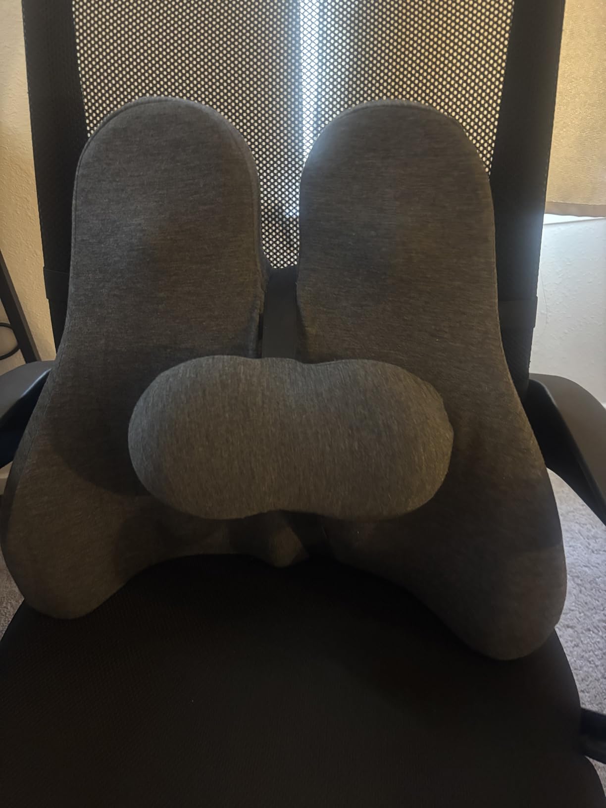 Lumbar Support Pillow for Office Chair - Lower Back Pain Relief Cushion with Adjustable SpineAlign™ Bolster, Memory Foam Pillow for Car, Couch, Gaming Seats - Dual Straps, Dark Grey Customer Review Lumbar Support Pillow for Office Chair - Lower Back Pain Relief Cushion with Adjustable SpineAlign™ Bolster, Memory Foam Pillow for Car, Couch, Gaming Seats - Dual Straps, Dark Grey - Customer Photo 1