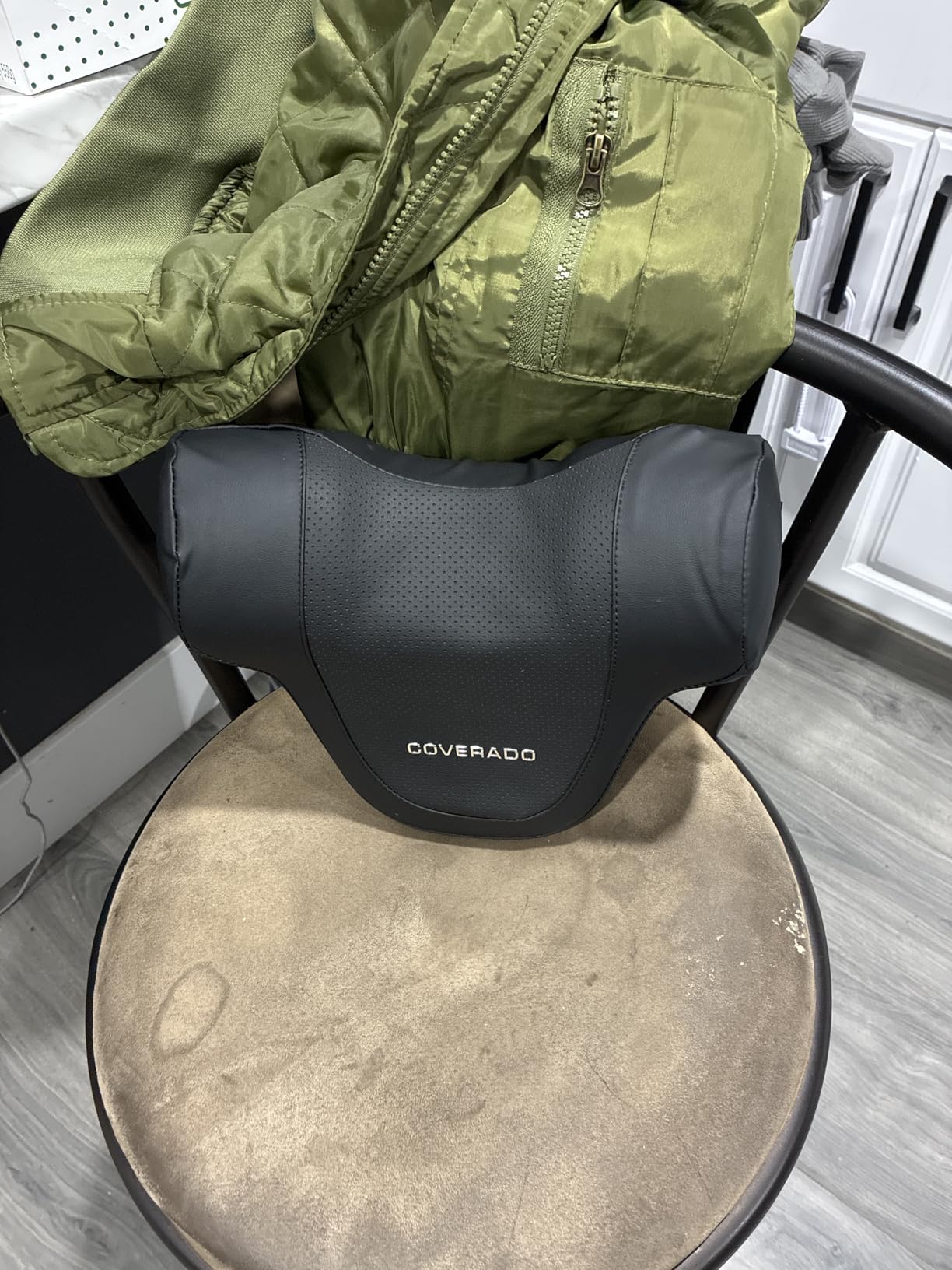Coverado Lumbar Support Pillow for Car, Ergonomic Memory Foam Back Pillow for Office Chair, New Back Cushion for Pain Relief, PU Leather Car Lumbar Support for Driving Seat - BK Customer Review Coverado Lumbar Support Pillow for Car, Ergonomic Memory Foam Back Pillow for Office Chair, New Back Cushion for Pain Relief, PU Leather Car Lumbar Support for Driving Seat - BK - Customer Photo 2