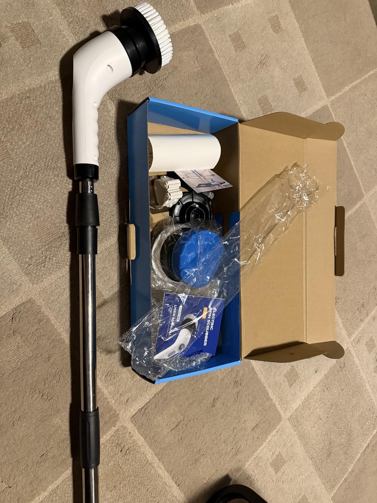 Electric Spin Scrubber Upgraded Battery with Extra-Long Runtime, IPX7 Waterproof Power Cleaner with 7 Brush Heads, 2 Speeds Adjustable Long Handle for Bathroom, Floor, Shower, Tile & Kitchen Cleaning Customer Review Electric Spin Scrubber Upgraded Battery with Extra-Long Runtime, IPX7 Waterproof Power Cleaner with 7 Brush Heads, 2 Speeds Adjustable Long Handle for Bathroom, Floor, Shower, Tile & Kitchen Cleaning - Customer Photo 1
