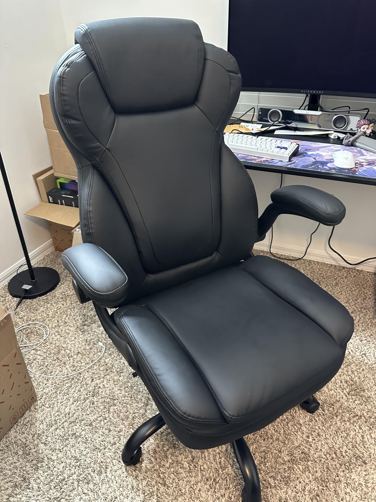 500LBS Big and Tall Fabric Office Chair for Heavy People, Ergonomic Heavy Duty Desk Chair with Large Seat, Breathable Gaming Chair, Double Cushion & Flip-Up Armrests & Adjustable Height, Greycloth Customer Review 500LBS Big and Tall Fabric Office Chair for Heavy People, Ergonomic Heavy Duty Desk Chair with Large Seat, Breathable Gaming Chair, Double Cushion & Flip-Up Armrests & Adjustable Height, Greycloth - Customer Photo 1