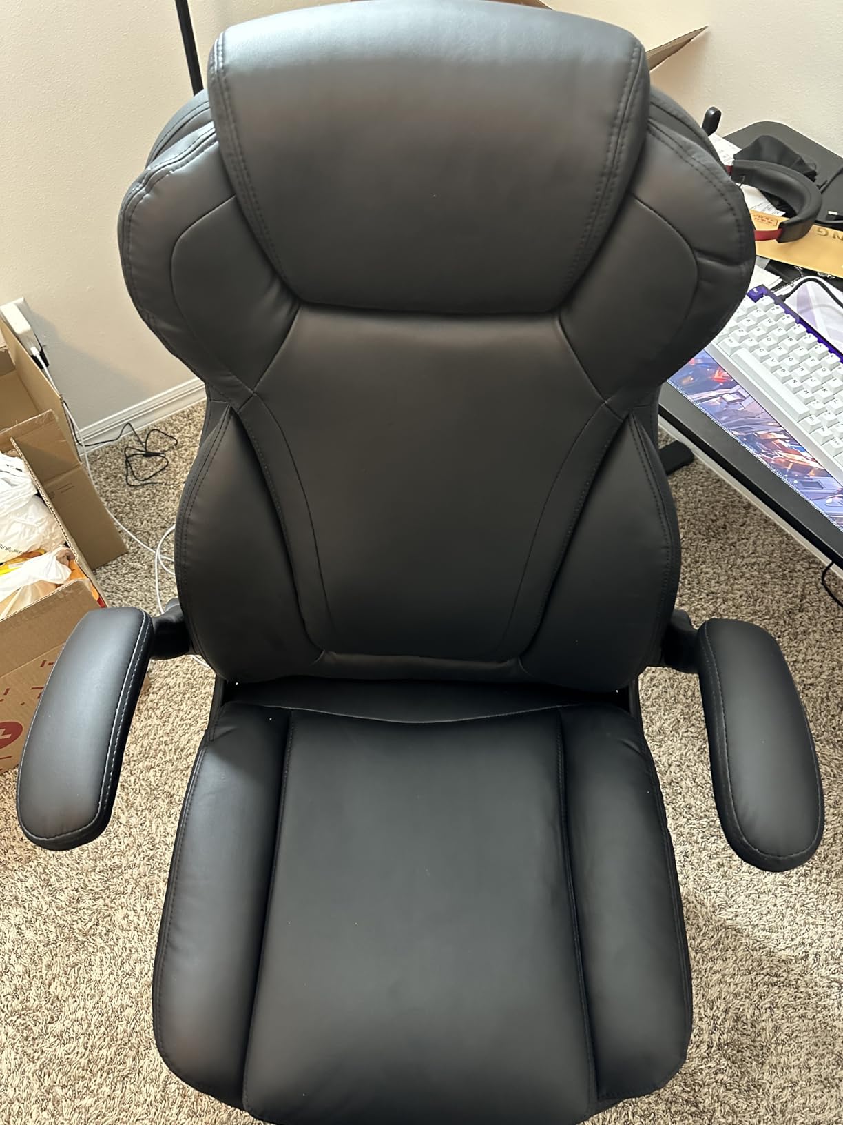 500LBS Big and Tall Fabric Office Chair for Heavy People, Ergonomic Heavy Duty Desk Chair with Large Seat, Breathable Gaming Chair, Double Cushion & Flip-Up Armrests & Adjustable Height, Greycloth Customer Review 500LBS Big and Tall Fabric Office Chair for Heavy People, Ergonomic Heavy Duty Desk Chair with Large Seat, Breathable Gaming Chair, Double Cushion & Flip-Up Armrests & Adjustable Height, Greycloth - Customer Photo 2