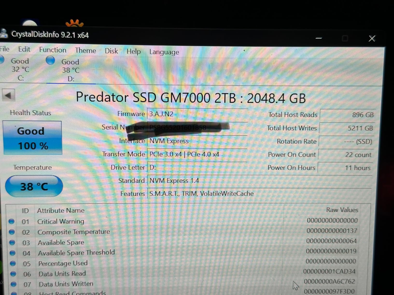 Predator M.2 SSD 2TB GM7000 with DRAM cache NVMe 1.4 2280 PCIe Gen4×4 Ultra high speed (maximum read: 7400MB/s, max write: 6700MB/s) 3D NAND TLC Internal SSD Compatible with PS5 Pro - BL.9BWWR.106 - Customer Photo 1