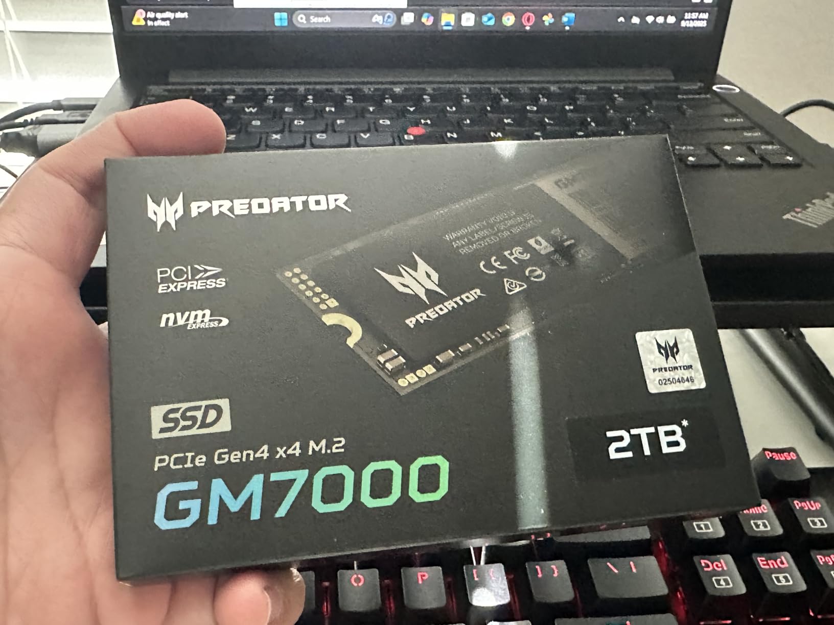 Predator M.2 SSD 2TB GM7000 with DRAM cache NVMe 1.4 2280 PCIe Gen4×4 Ultra high speed (maximum read: 7400MB/s, max write: 6700MB/s) 3D NAND TLC Internal SSD Compatible with PS5 Pro - BL.9BWWR.106 - Customer Photo 2