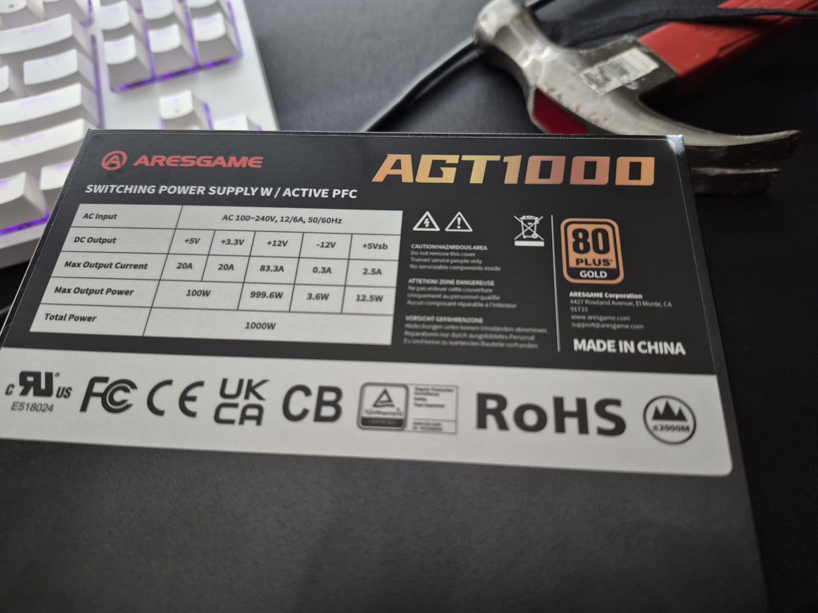 ARESGAME AGT Series 850W Power Supply, 80+ Gold Certified, Fully Modular, FDB Fan, Compact 140mm Size, 10 Year Warranty, ATX Gaming Power Supply Customer Review ARESGAME AGT Series 850W Power Supply, 80+ Gold Certified, Fully Modular, FDB Fan, Compact 140mm Size, 10 Year Warranty, ATX Gaming Power Supply - Customer Photo 3
