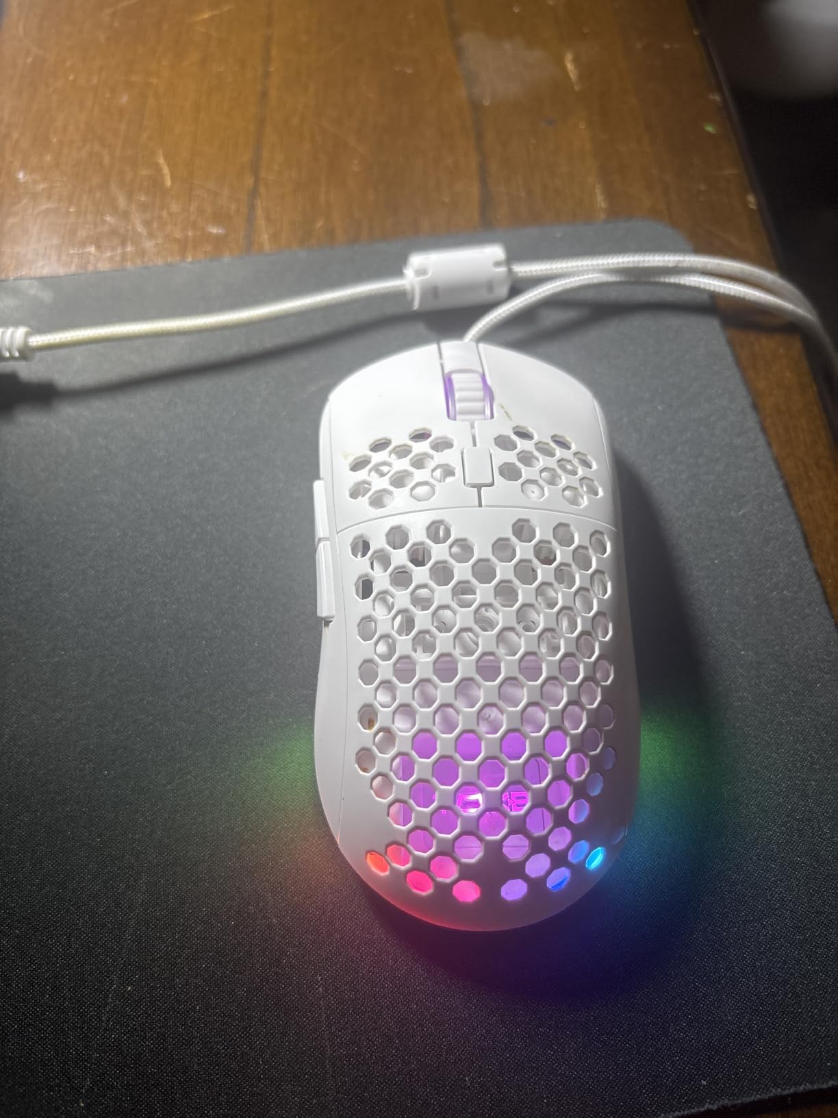TMKB Falcon M1SE Ultralight Honeycomb Gaming Mouse, High-Precision 12800DPI Optical Sensor, 6 Programmable Buttons, Customizable RGB, Drag-Free Paracord, Ergonomic Wired Gaming Mouse - Matte Black - Customer Photo 2