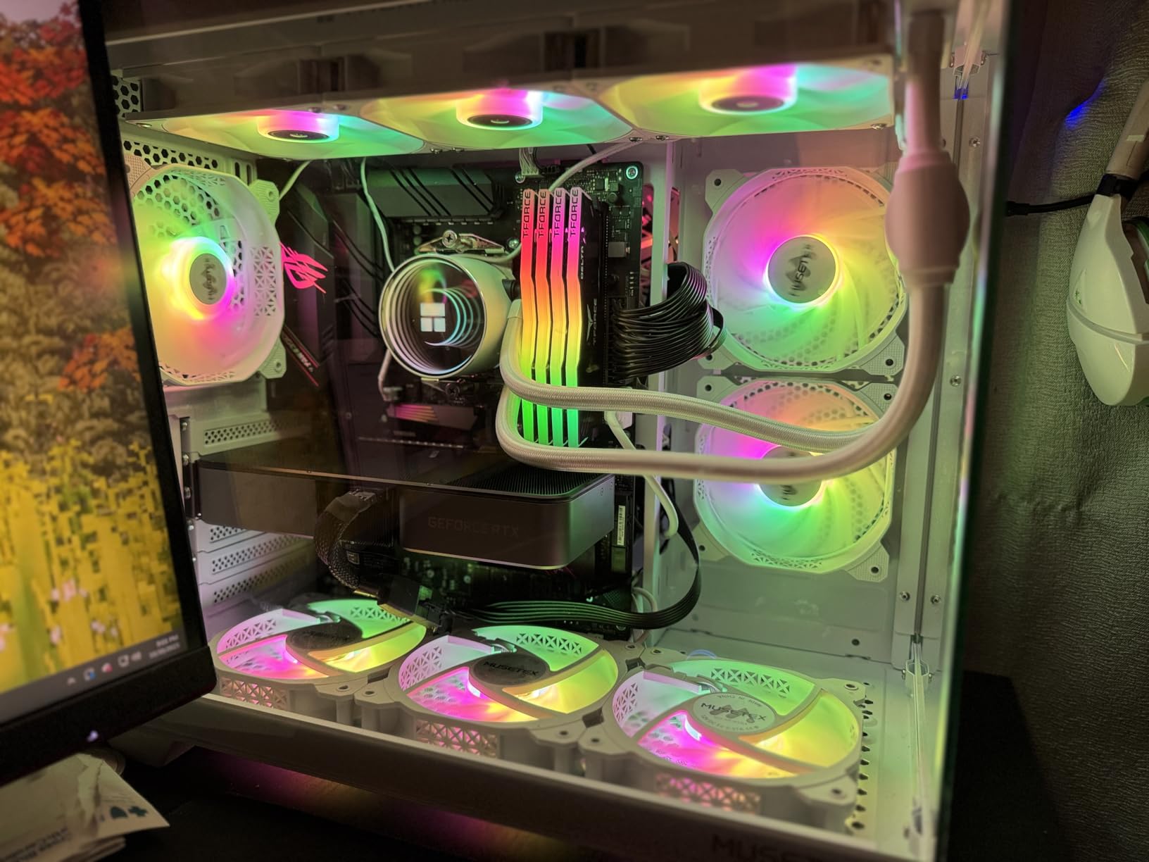 MUSETEX ATX PC Case, 6 PWM ARGB Fans Pre-Installed, 360MM RAD Support, Type-C Gaming PC Case, 270° Full View Tempered Glass Mid Tower, Pure White ATX Computer Case,Y6 Customer Review MUSETEX ATX PC Case, 6 PWM ARGB Fans Pre-Installed, 360MM RAD Support, Type-C Gaming PC Case, 270° Full View Tempered Glass Mid Tower, Pure White ATX Computer Case,Y6 - Customer Photo 2