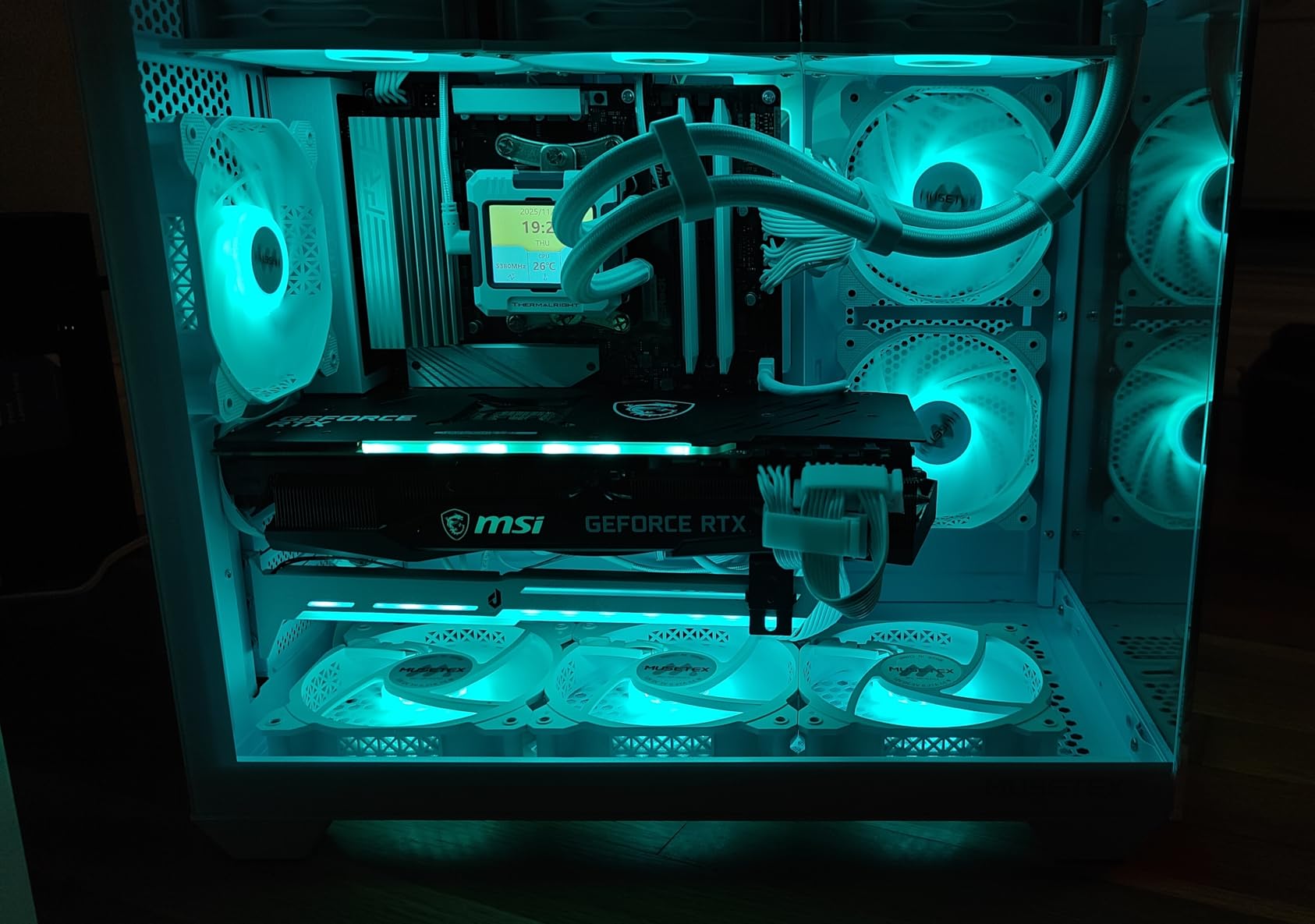 MUSETEX ATX PC Case, 6 PWM ARGB Fans Pre-Installed, 360MM RAD Support, Type-C Gaming PC Case, 270° Full View Tempered Glass Mid Tower, Pure White ATX Computer Case,Y6 Customer Review MUSETEX ATX PC Case, 6 PWM ARGB Fans Pre-Installed, 360MM RAD Support, Type-C Gaming PC Case, 270° Full View Tempered Glass Mid Tower, Pure White ATX Computer Case,Y6 - Customer Photo 4
