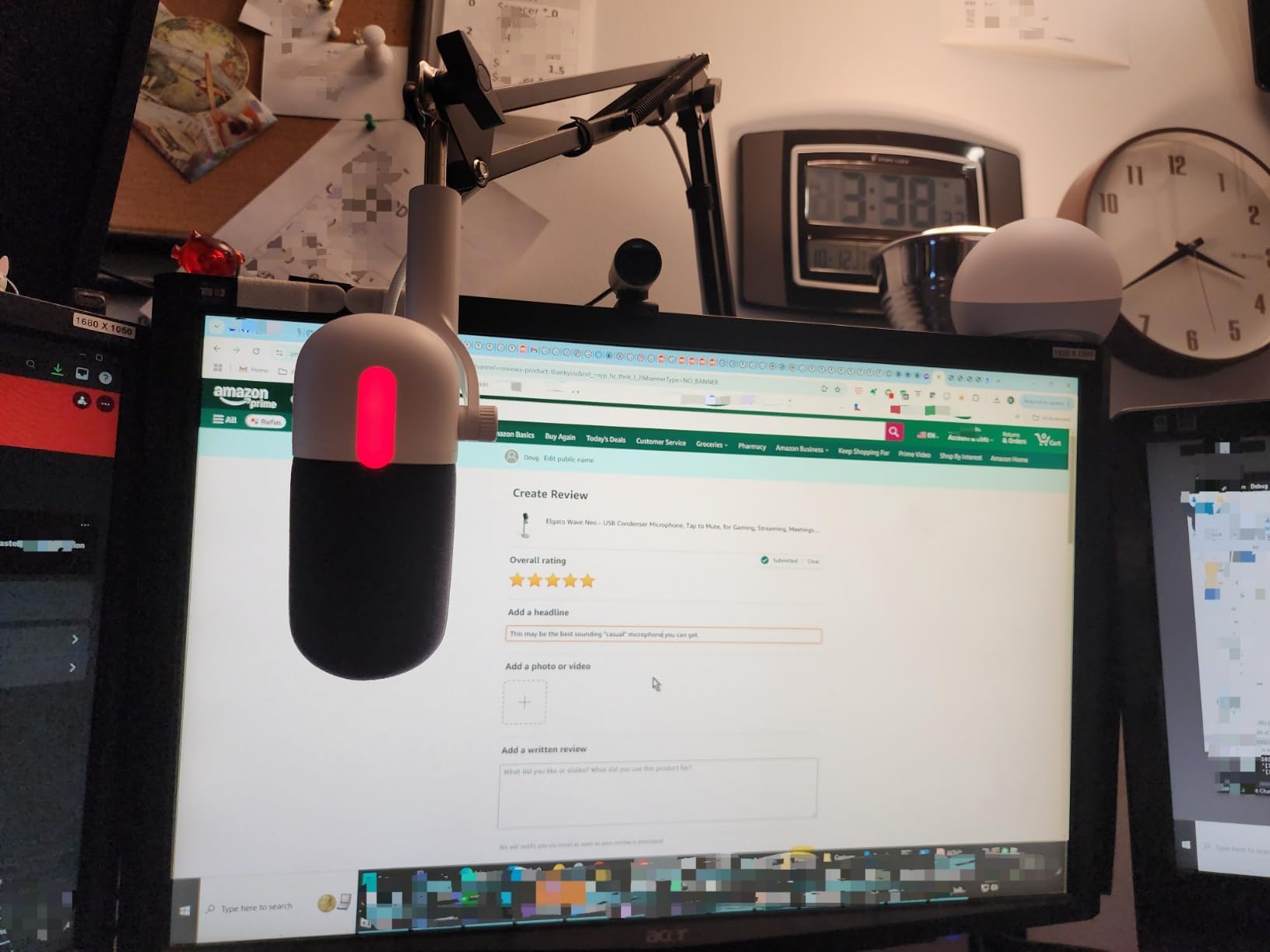 Elgato Wave Neo – USB Condenser Microphone, Tap to Mute, for Gaming, Streaming, Meetings, Voice Recording on Teams/Zoom/OBS/Twitch/YouTube & more, Plug-'n-Play, Works on Laptop, PC, Mac, iPad, iPhone - Customer Photo 1