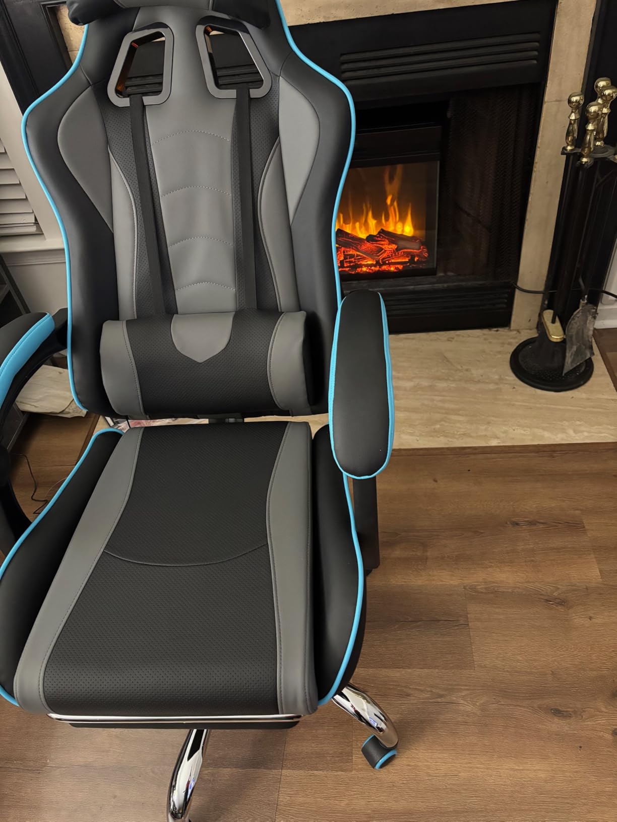 Yaheetech Gaming Chair, Video Game Chair with Massage Lumbar Support and Footrest Height Adjustable Ergonomic Computer Gaming Chair with Swivel Seat and Headrest, Black/White Customer Review Yaheetech Gaming Chair, Video Game Chair with Massage Lumbar Support and Footrest Height Adjustable Ergonomic Computer Gaming Chair with Swivel Seat and Headrest, Black/White - Customer Photo 1
