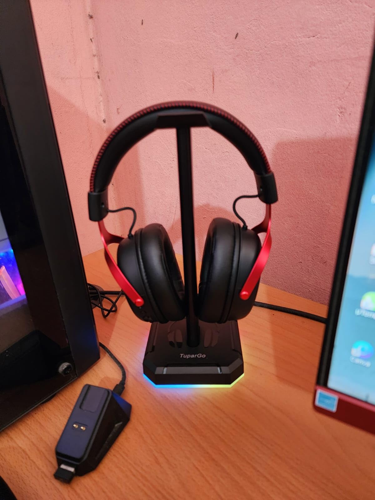 MCHOSE V9 Wireless Gaming Headset 7.1 Surround Sound for PS5 PS4 PC SWITCH TOPSPEED Gaming Headphones with Noise Canceling Mic, 125Hr Battery, Low 15ms Latency, Lightweight, BT 5.3 FPS Games Black&Red - Customer Photo 2